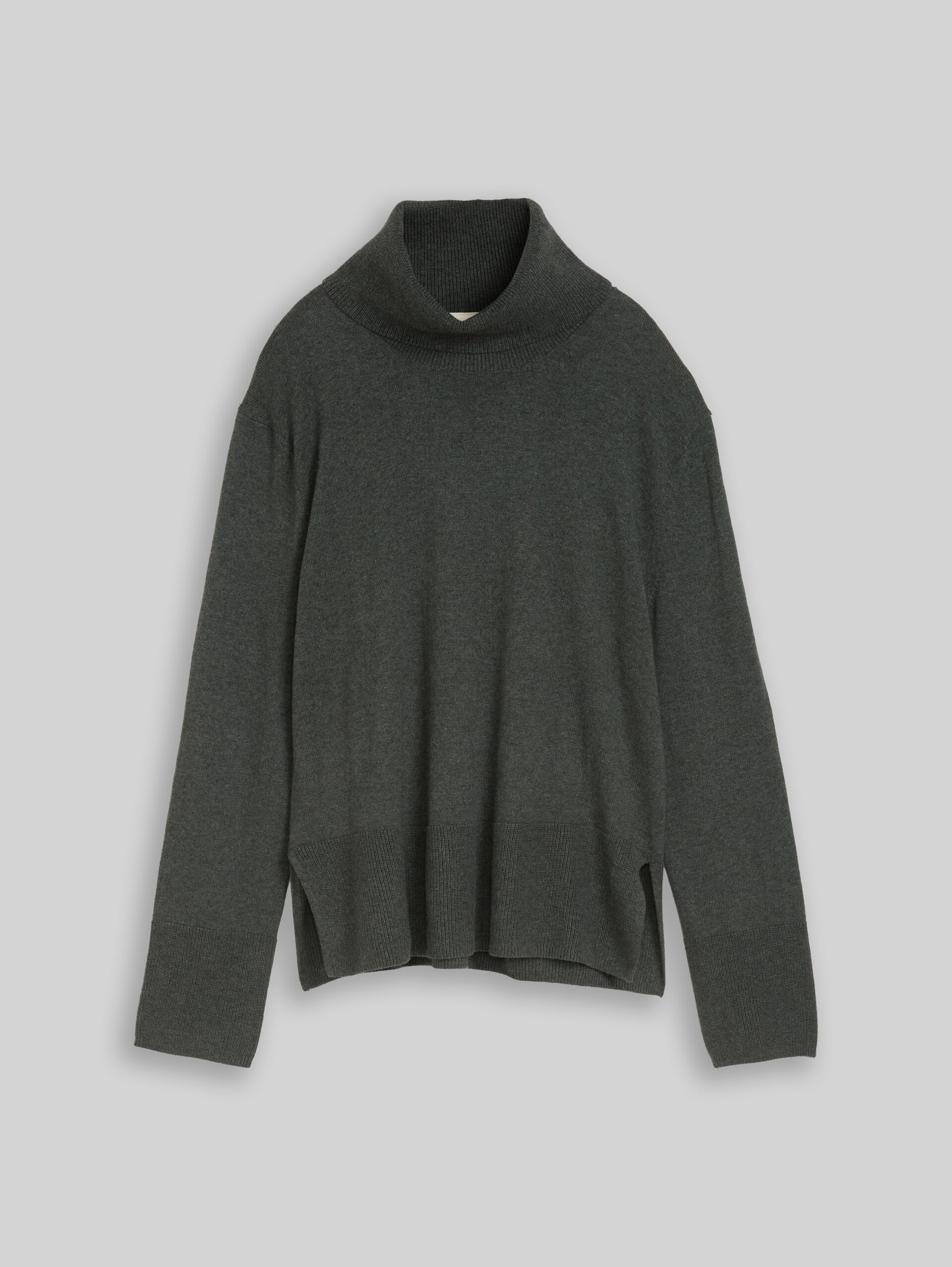 Pull à col roulé avec une touche de cachemire - dark olive melange