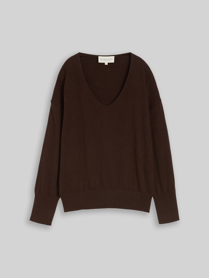 Pull oversize en maille avec une touche de cachemire par Women, java dark brown melange