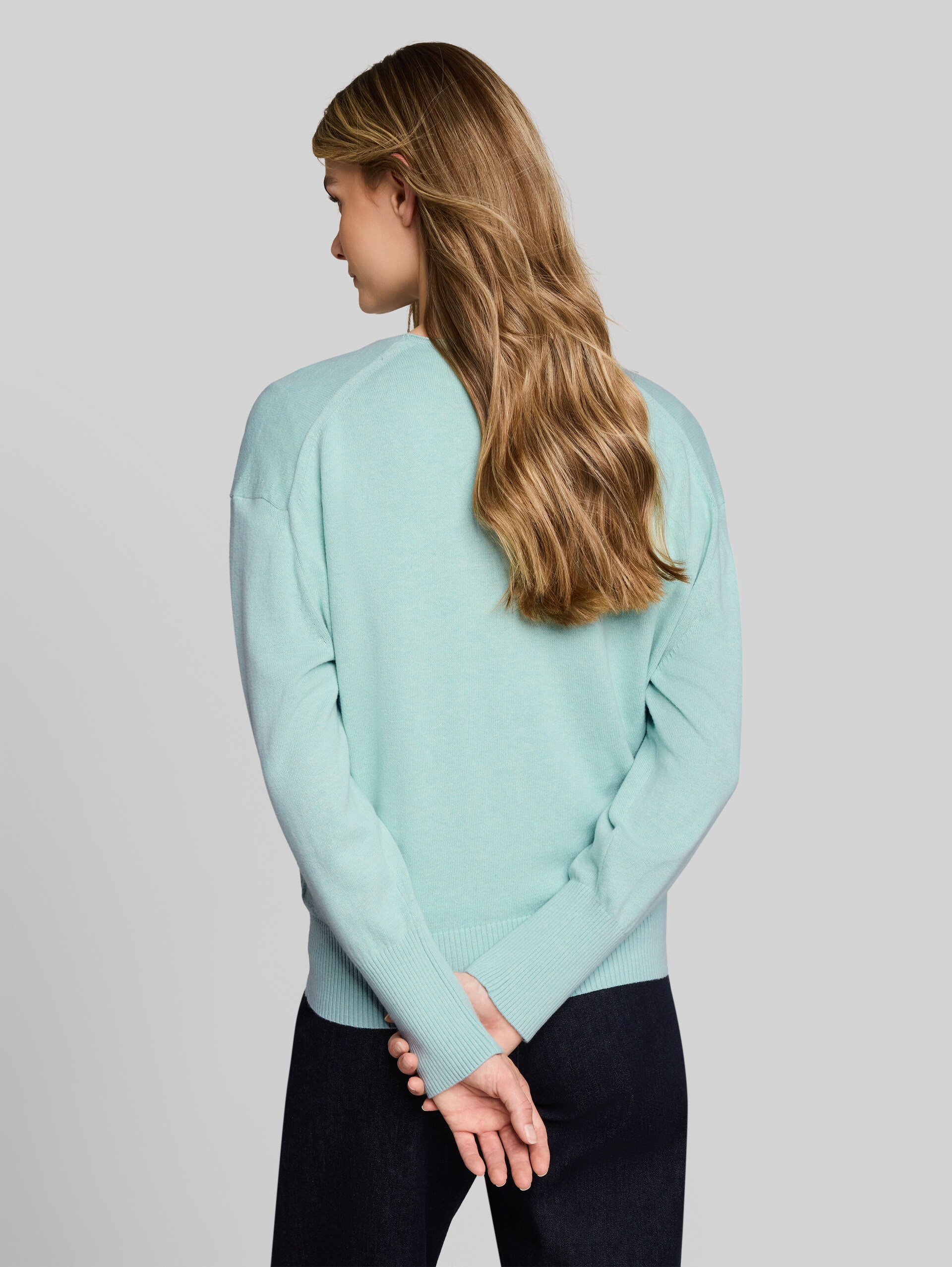 Oversize Strickpullover mit Kaschmir-Anteil - dusty light green melange