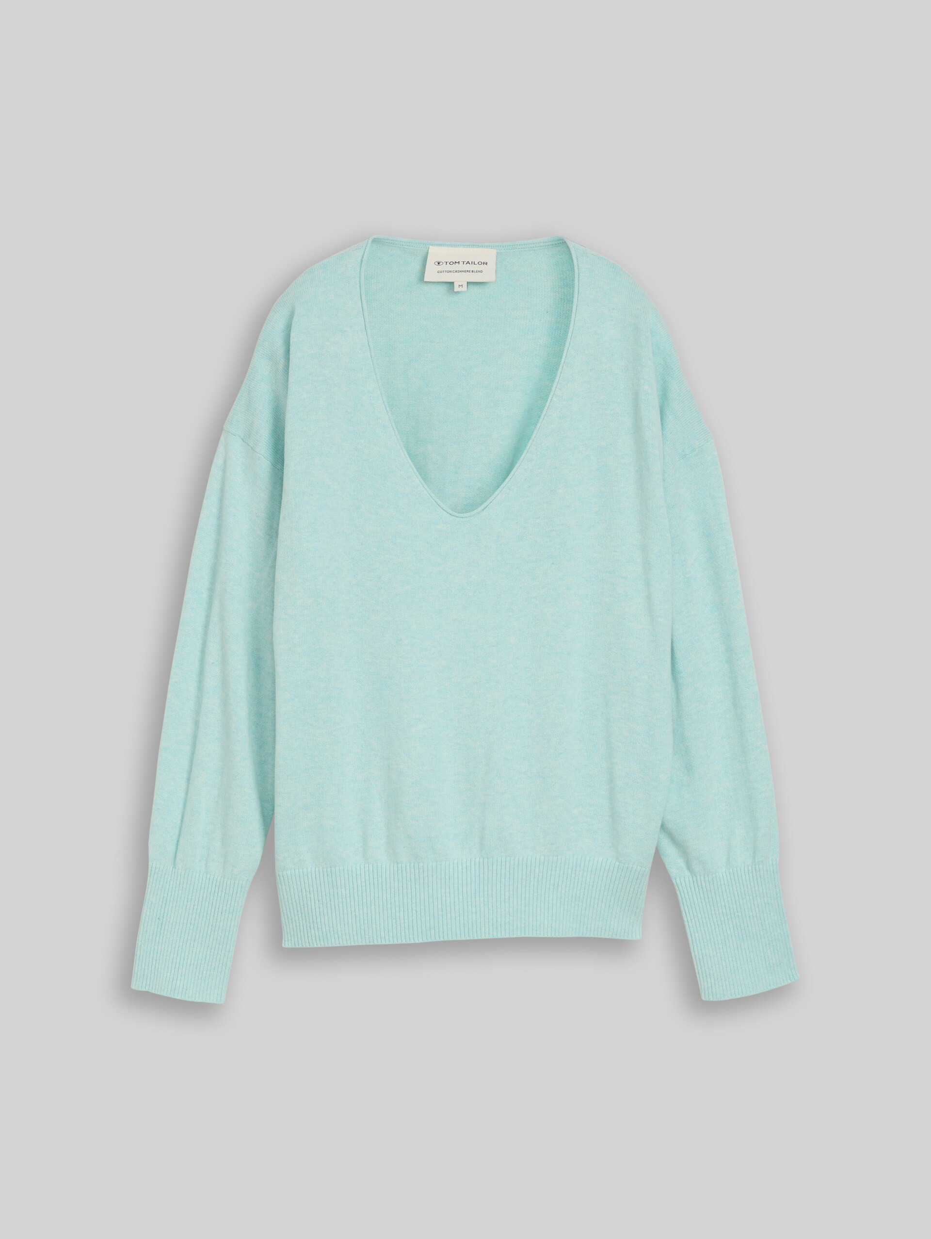 Oversize Strickpullover mit Kaschmir-Anteil - dusty light green melange