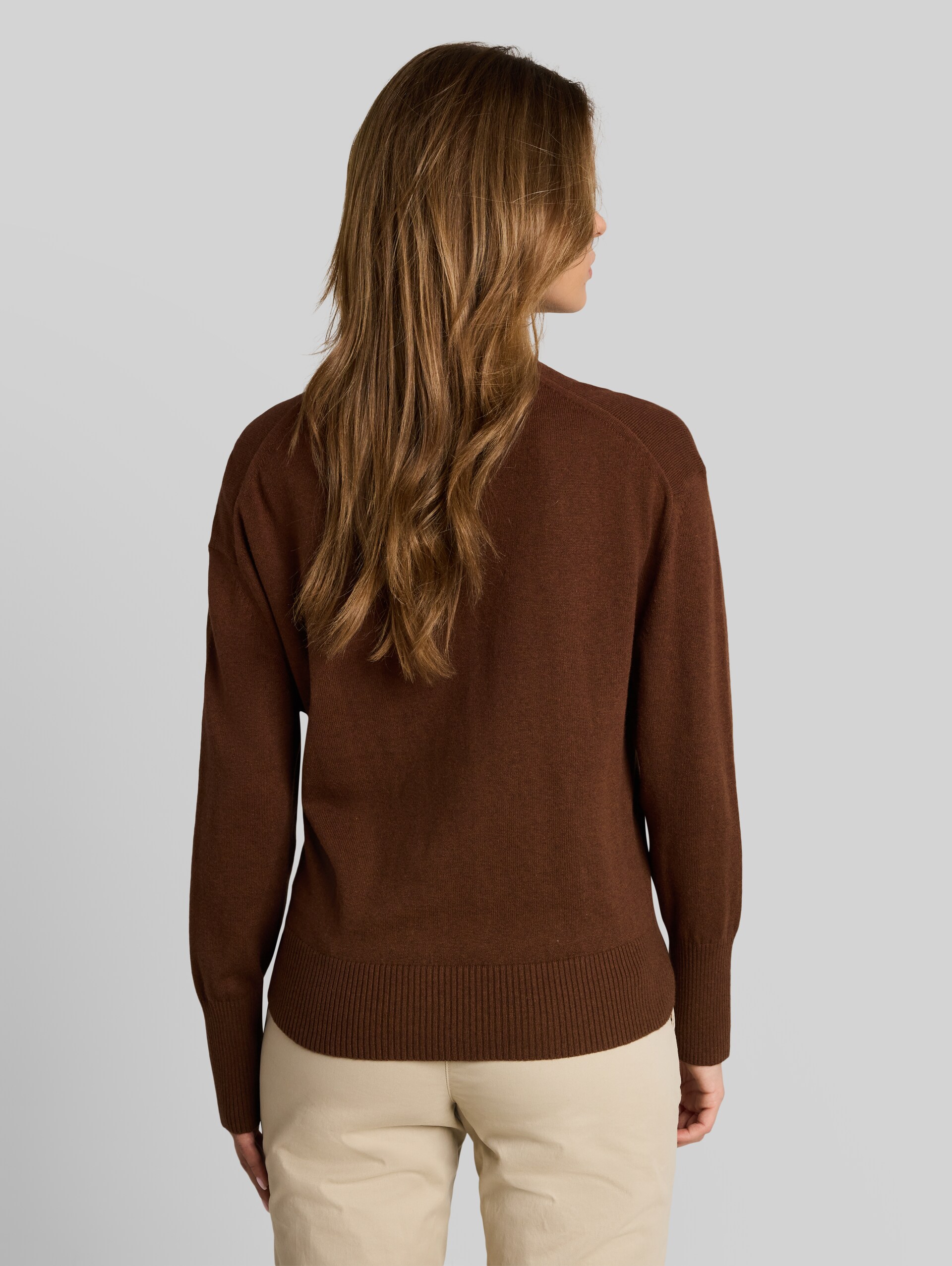 Oversize Strickpullover mit Kaschmir-Anteil - mid camel melange