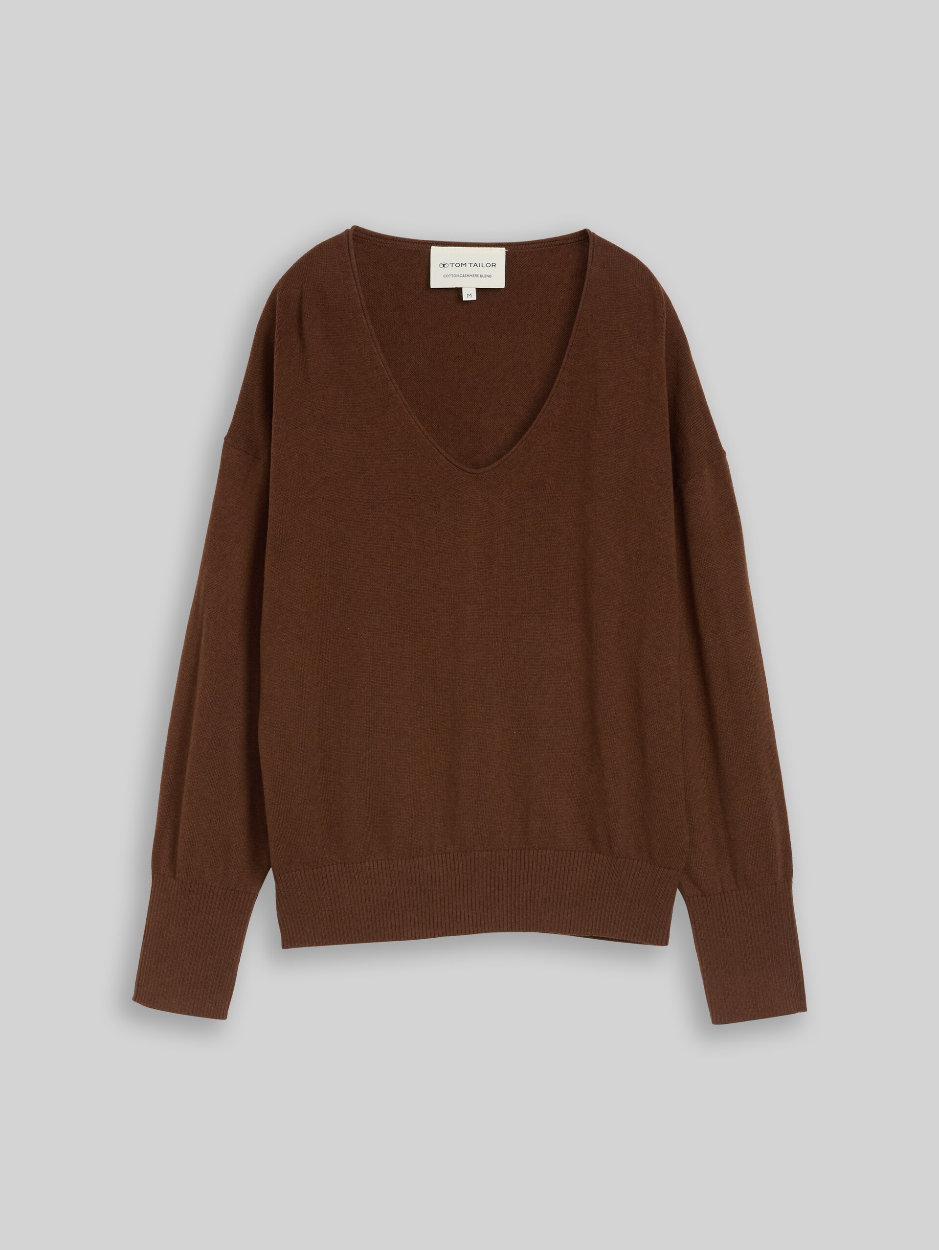Oversize Strickpullover mit Kaschmir-Anteil - mid camel melange