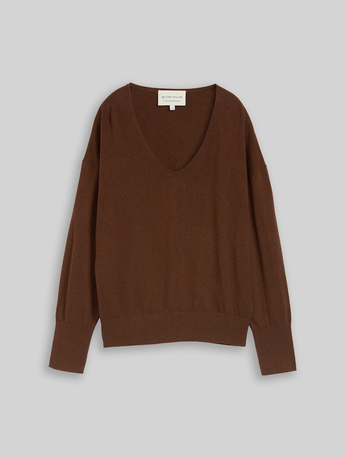 Pull oversize en maille avec une touche de cachemire par Women, mid camel melange
