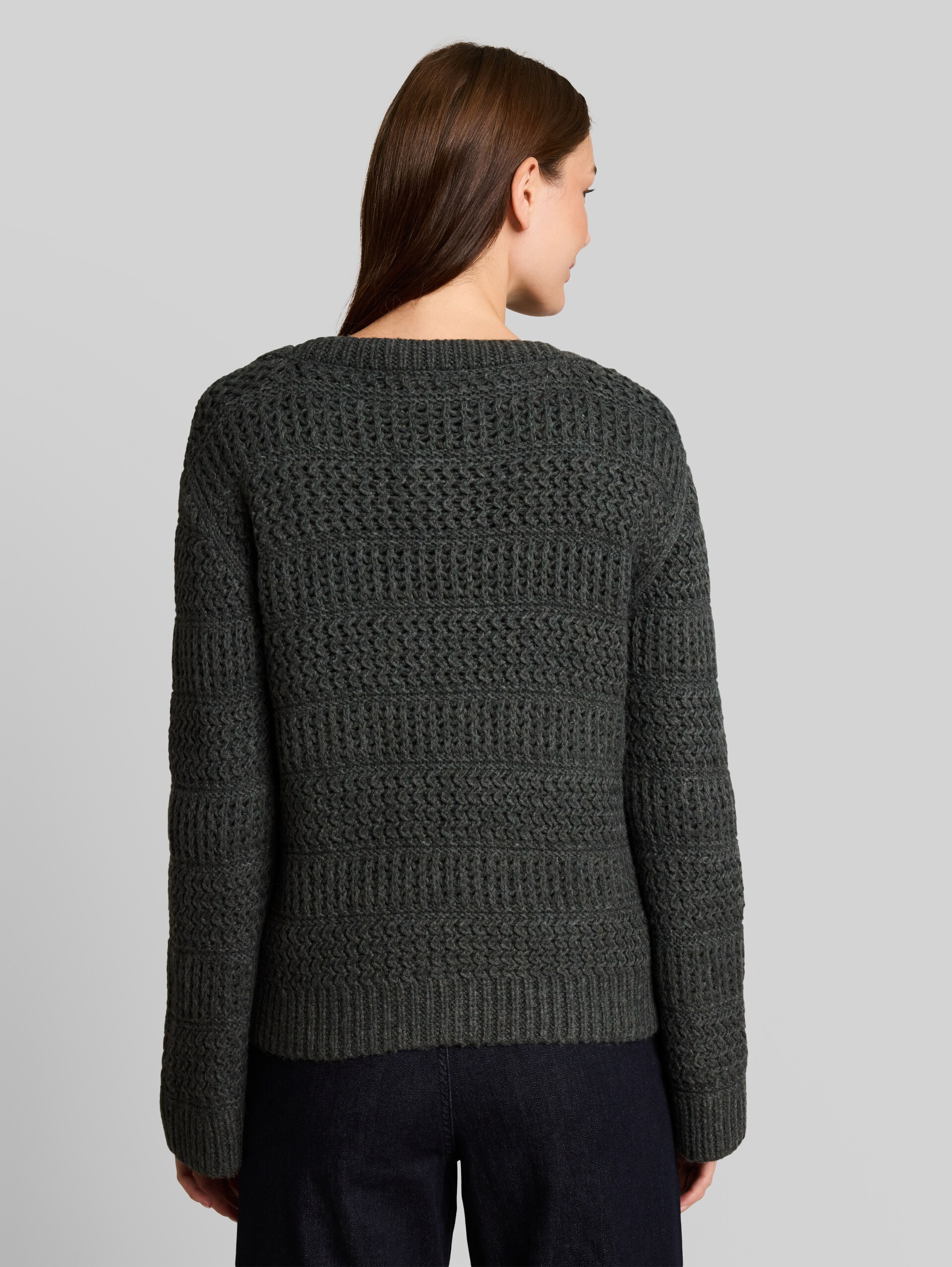 Pull en maille contenant de la laine - dark olive melange