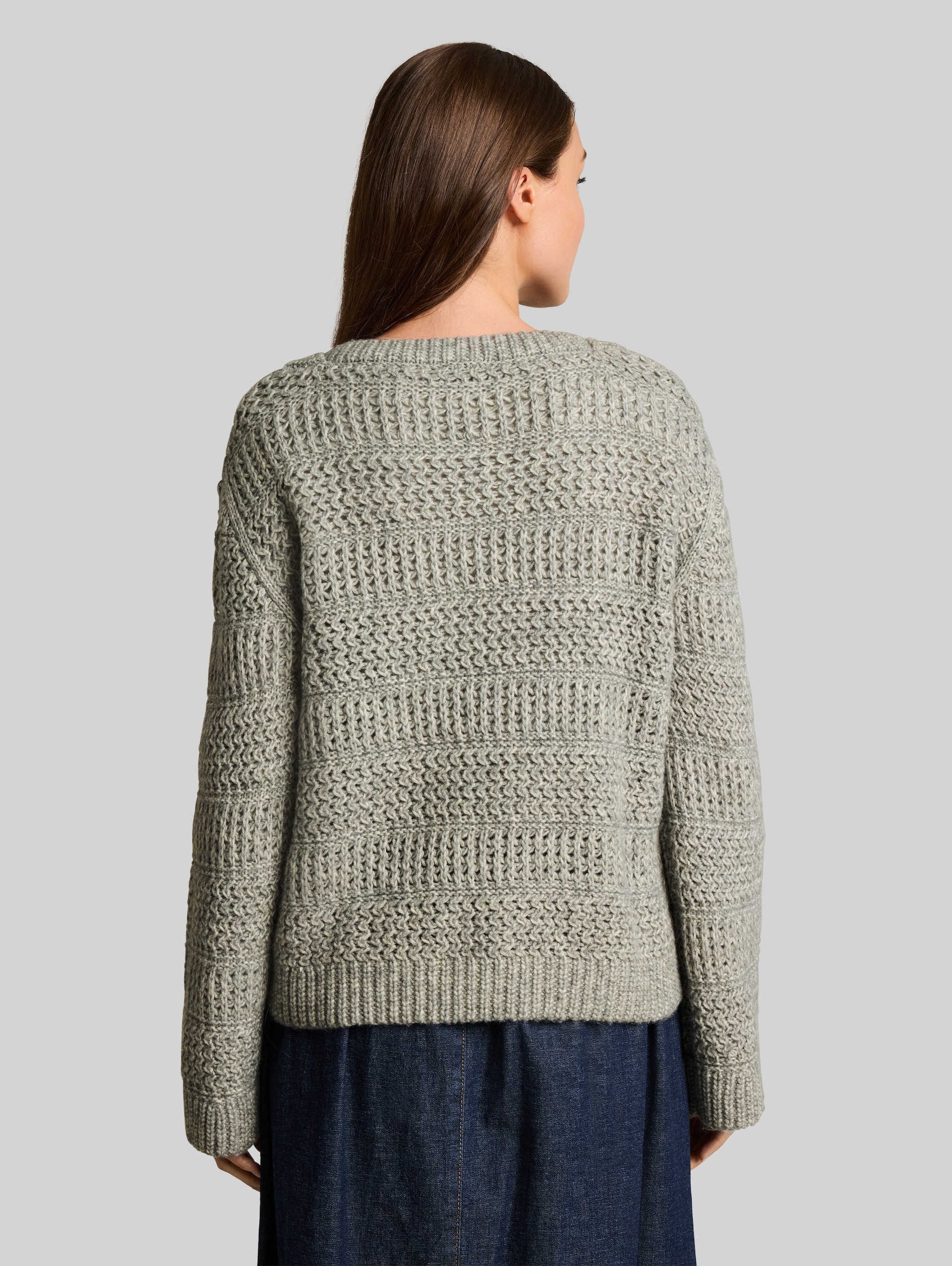 Strickpullover mit Wollanteil - soft grey melange