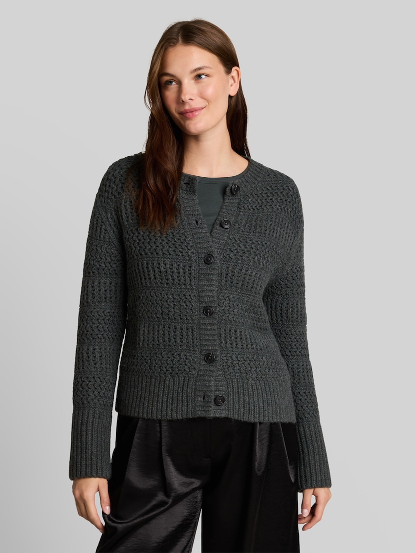 Vest met wol door Women, dark olive melange