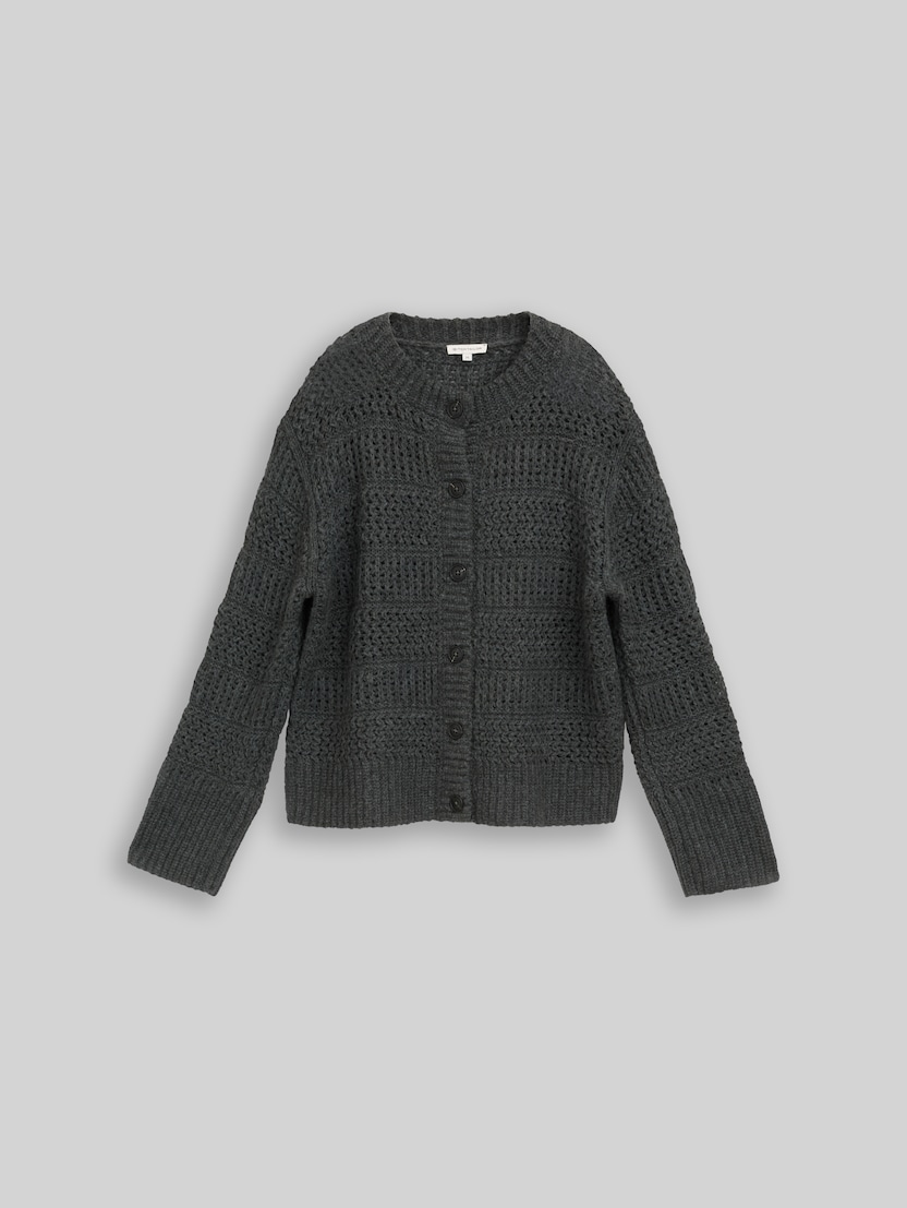 Cardigan with wool blend by Women, dark olive melange