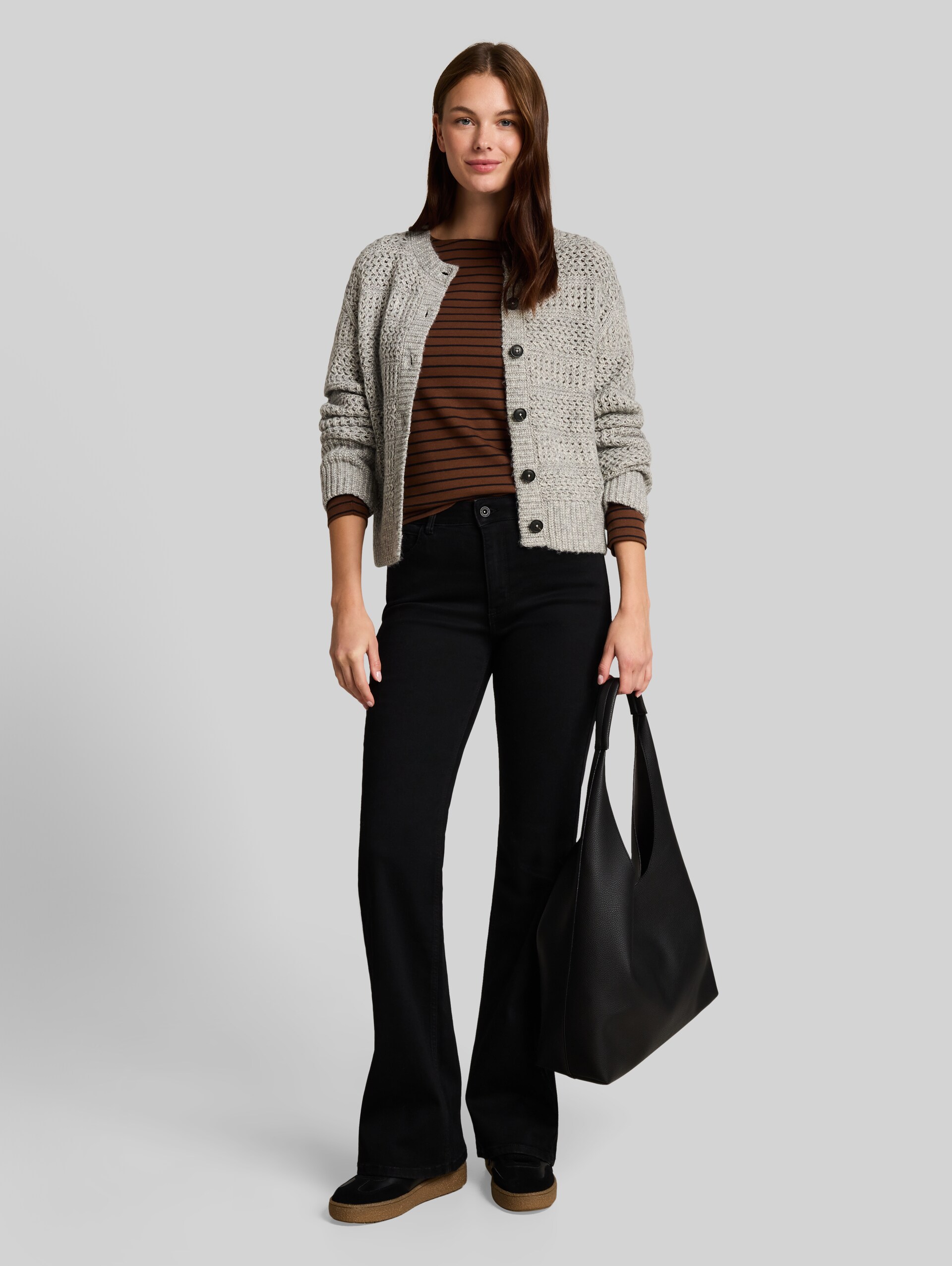 Cardigan avec une touche de laine - soft grey melange - Vue de face du modèle