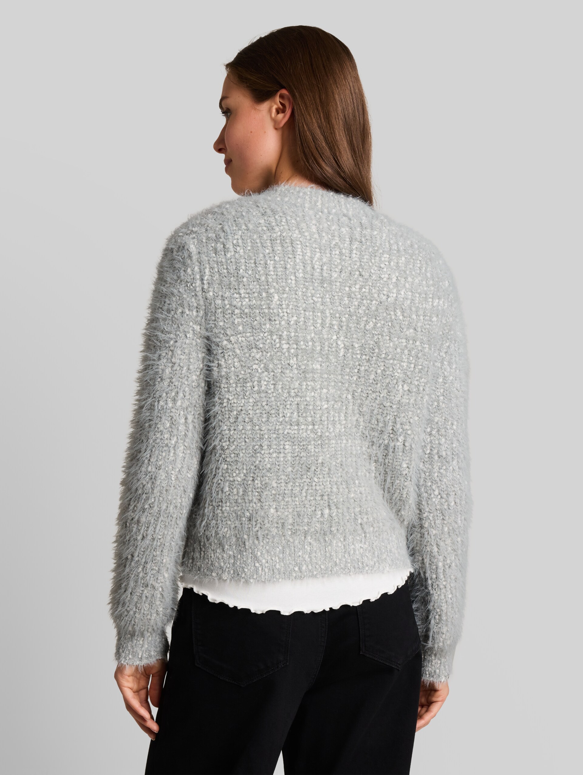 Cardigan ample en fil plume - light grey knit structure