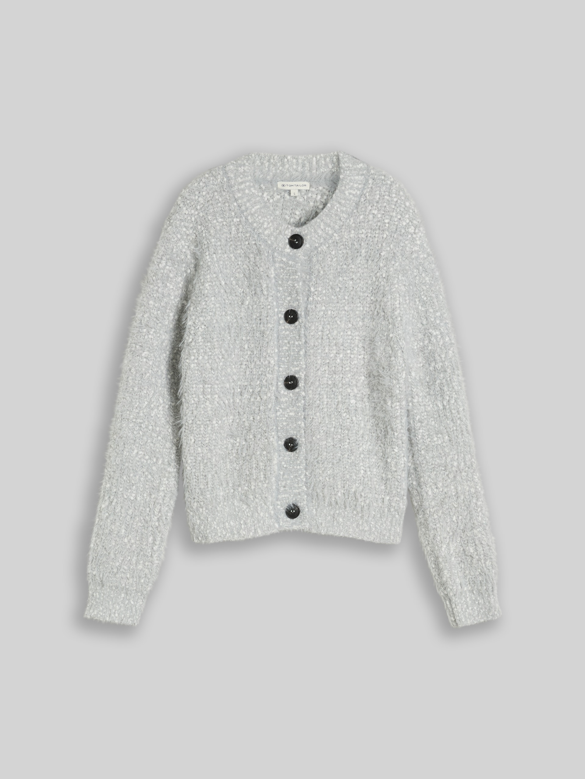 Cardigan ample en fil plume - light grey knit structure