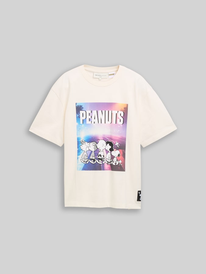 Relaxed Fit T-Shirt mit Snoopy-Print von Denim Male, off white