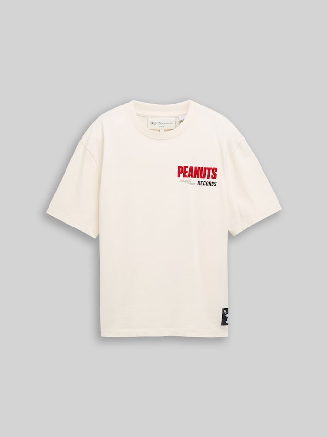 Relaxed-fit T-shirt with Snoopy print by Denim Male, Gardenia White