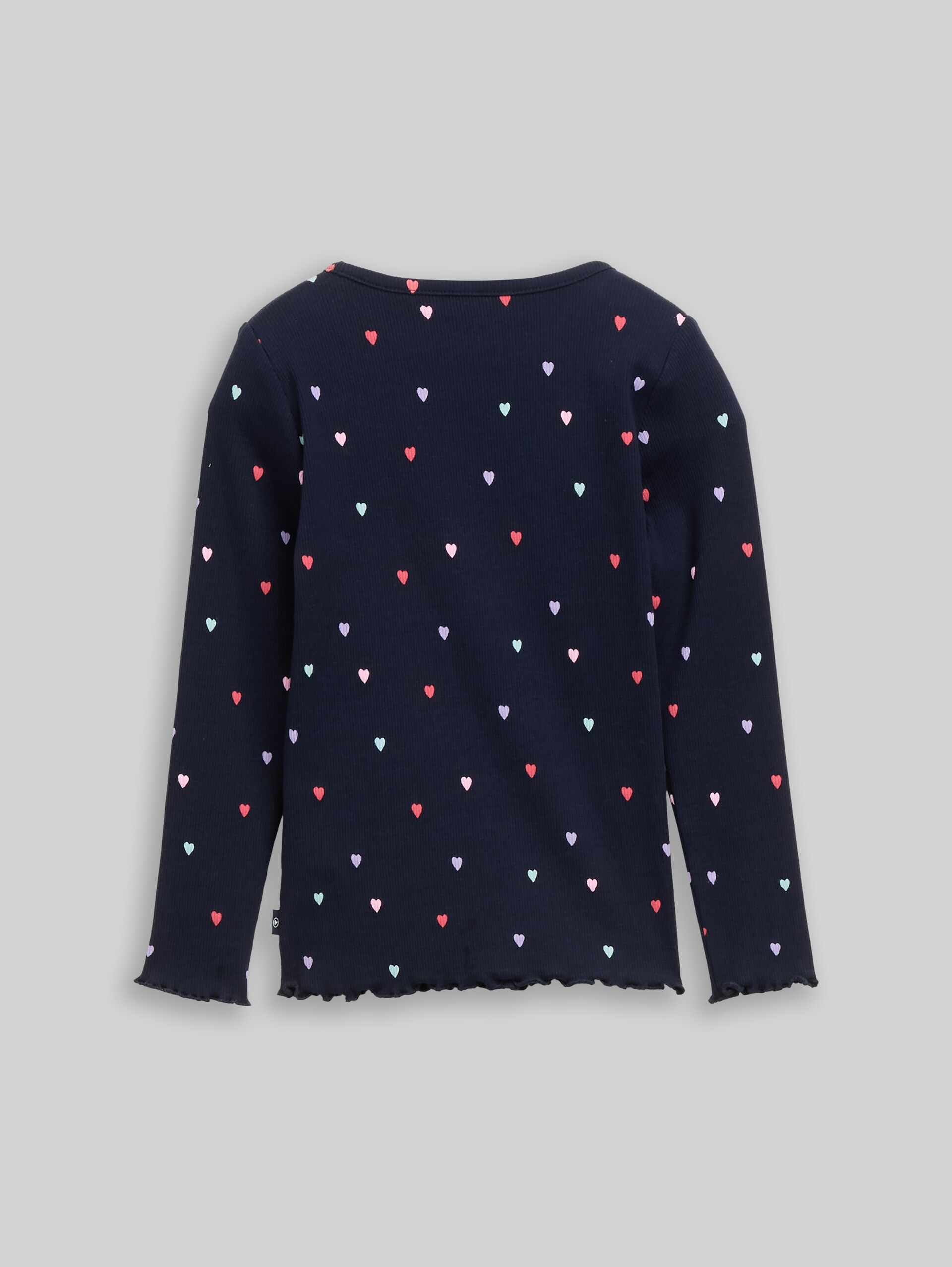 T-shirt met lange mouwen en geribde structuur - navy colorful heart