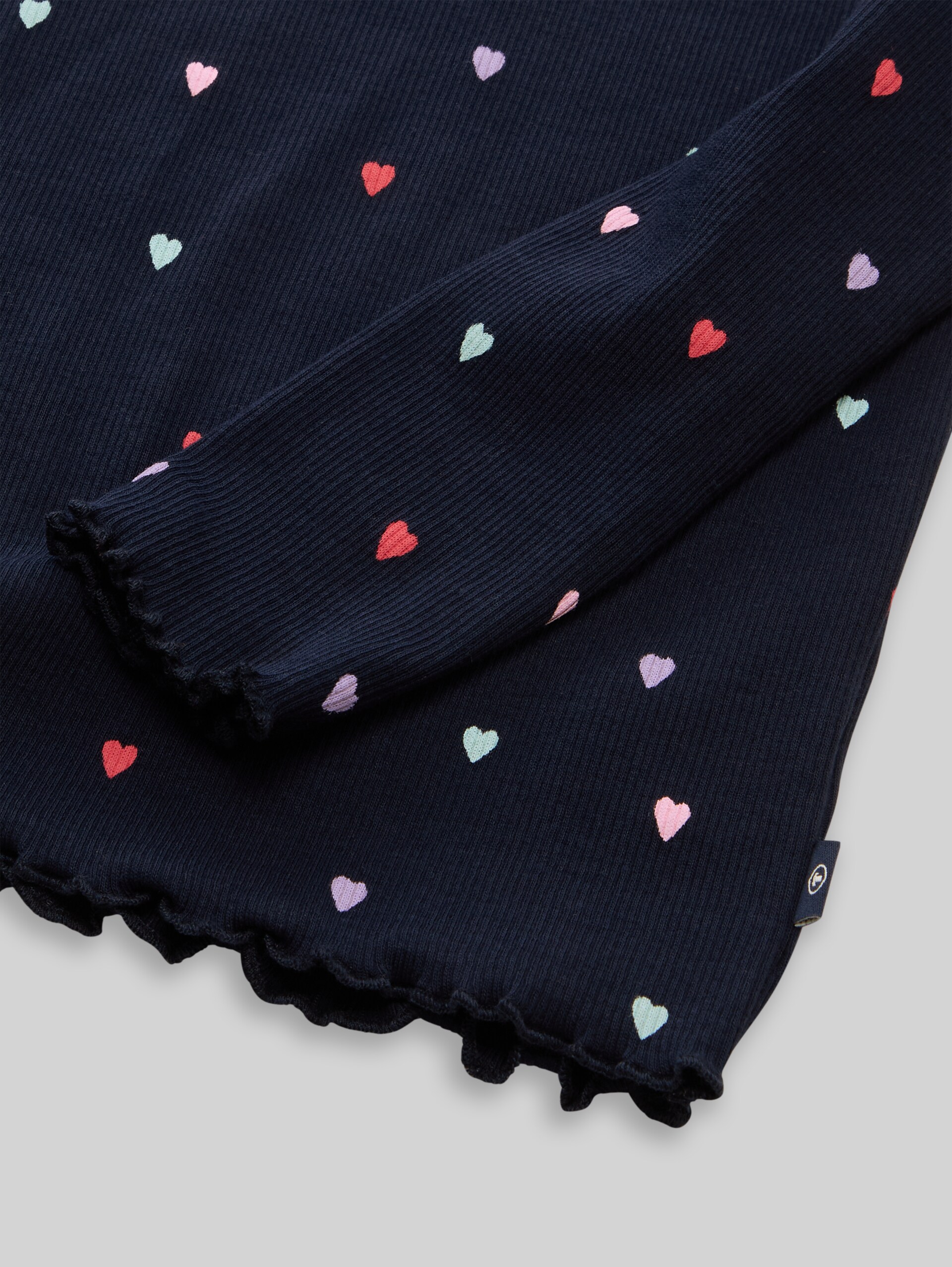 T-shirt met lange mouwen en geribde structuur - navy colorful heart - Detailaanzicht model