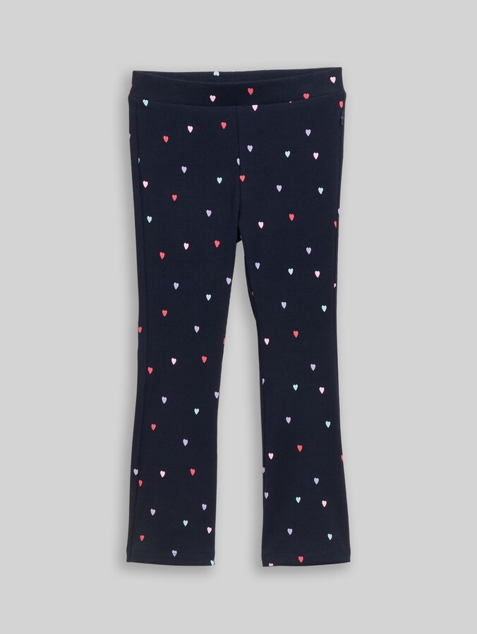Flared Leggings mit Herz-Print von Mini Girls, navy colorful heart