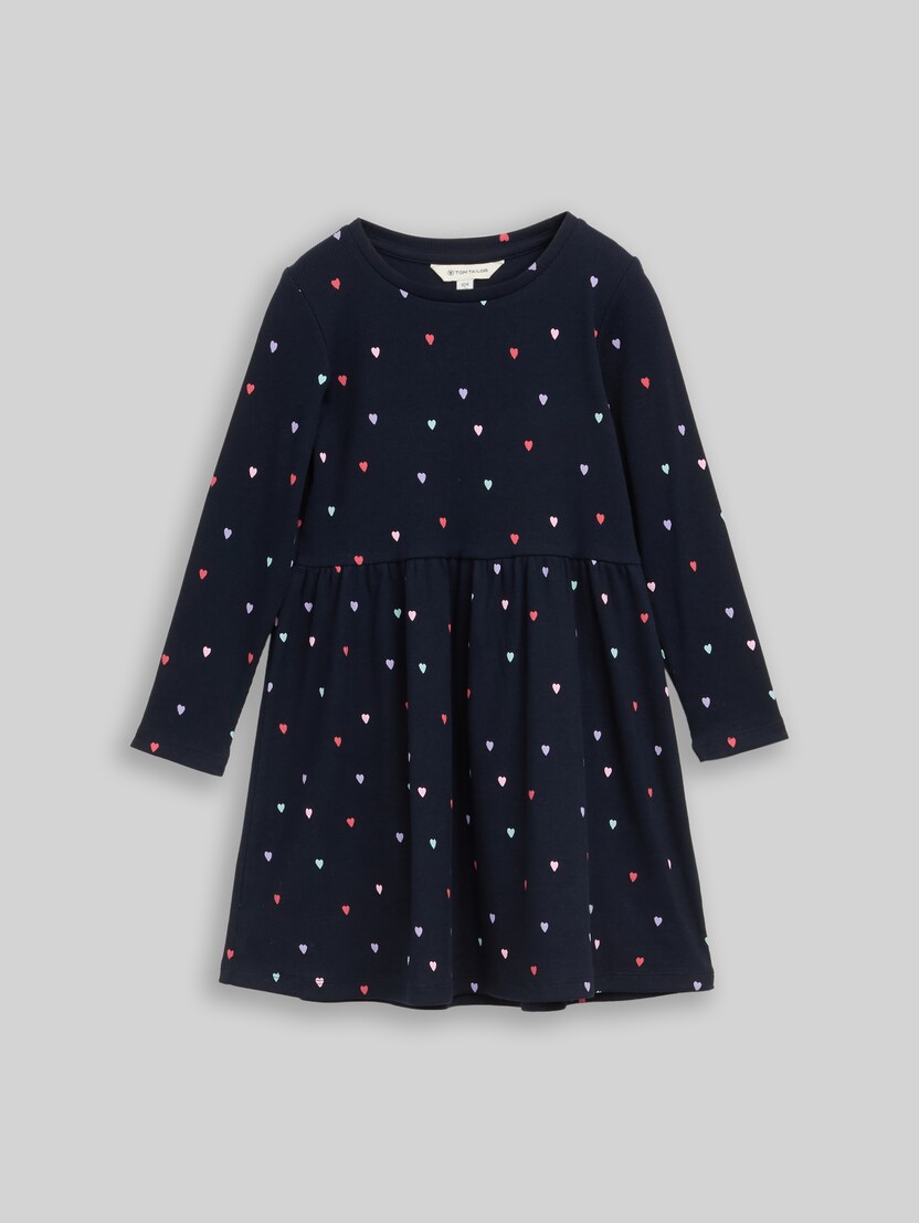 Mini-Kleid mit Herz-Print von Mini Girls, navy colorful heart