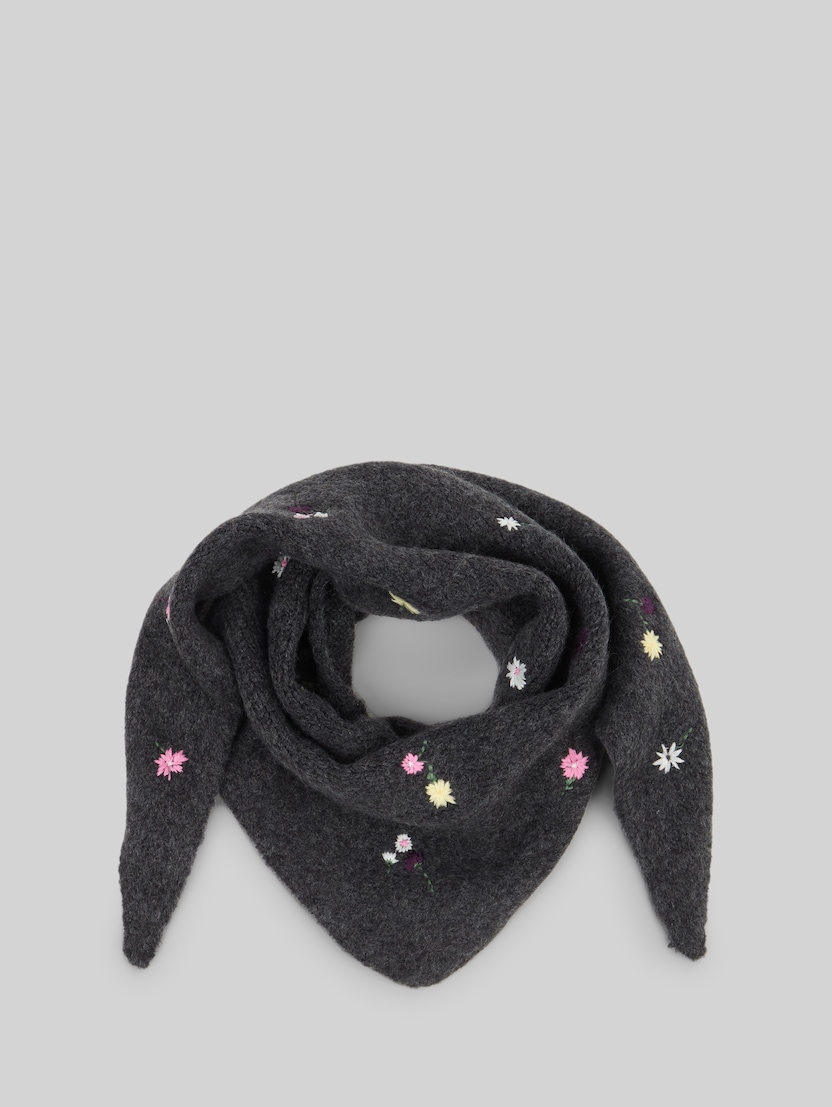 Cosy Schal mit Blumen-Stickerei von Denim Female, dark grey flower embro