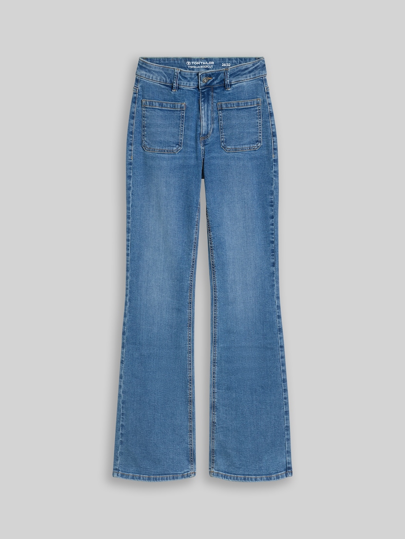 TTSTELLA Bootcut Jeans mit aufgesetzten Taschen von Women, Clean Mid Stone Blue Denim