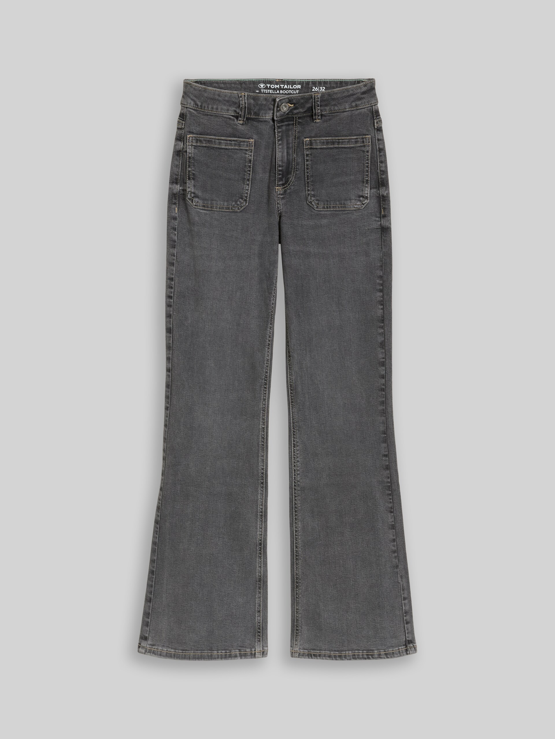 TTSTELLA Bootcut Jeans mit aufgesetzten Taschen - clean mid stone grey denim - Vorder-Produkt-Ansicht