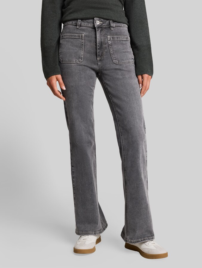 TTSTELLA bootcut-jeans met opgestikte zakken door Women, clean mid stone grey denim