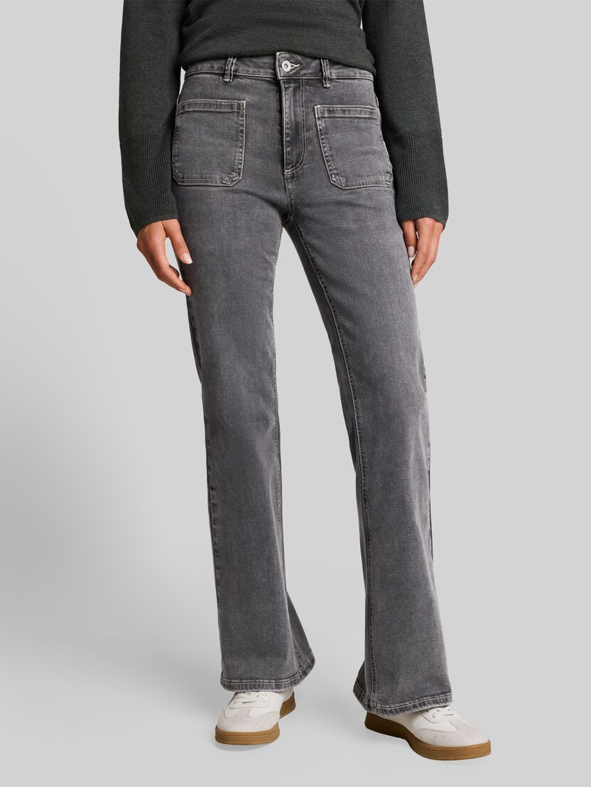 TTSTELLA bootcut-jeans met opgezette zakken door Women, clean mid stone grey denim