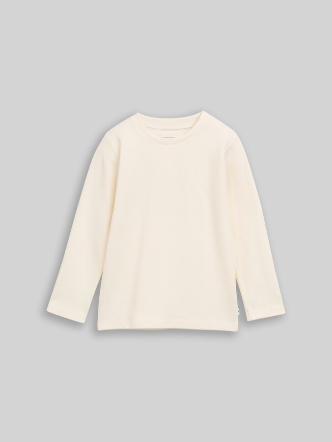 Langarmshirt mit Rundhalsschnitt von Mini Boys, Wool White