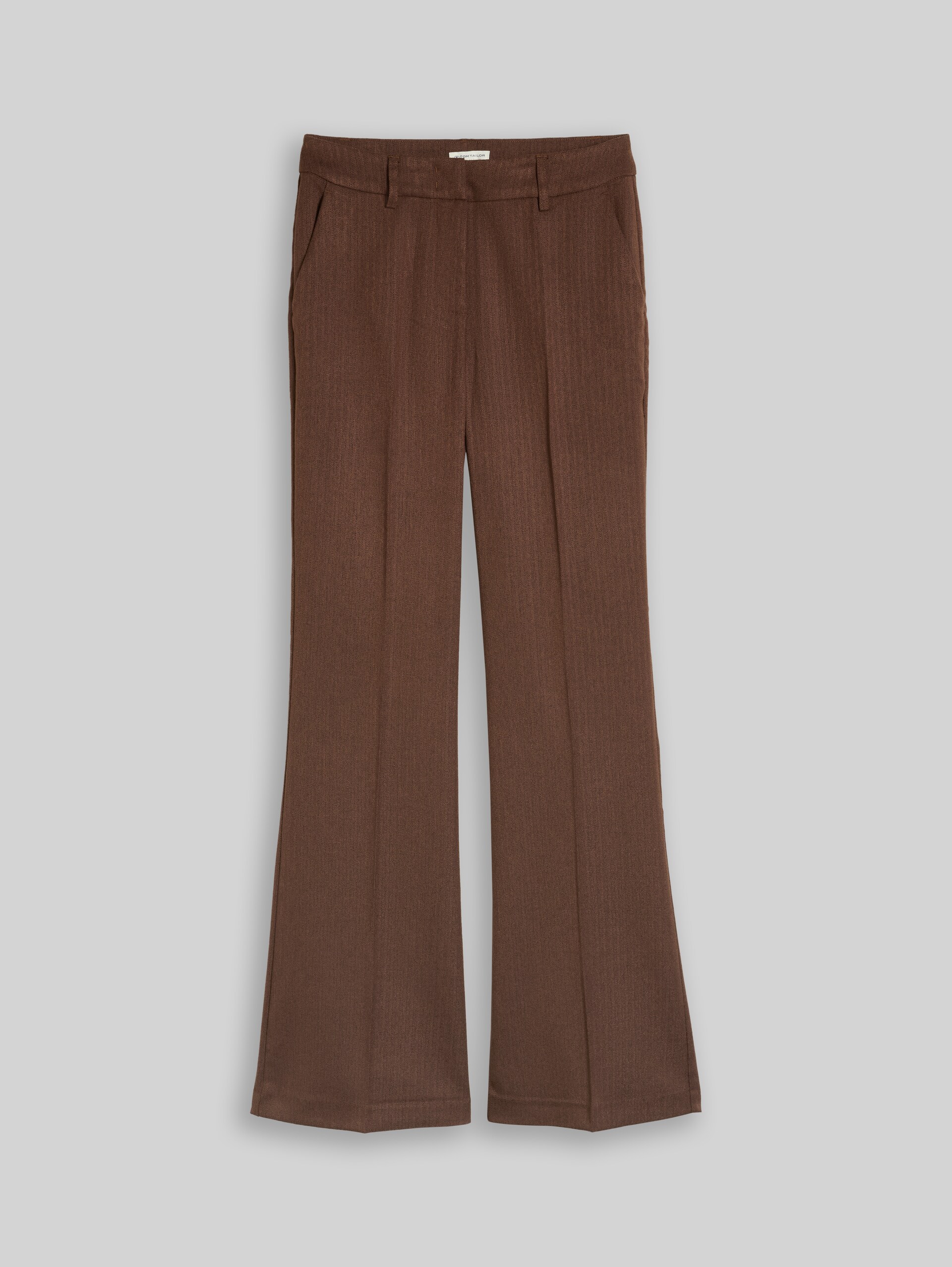 Flared Hose in Melange-Optik - camel black melange - Vorder-Produkt-Ansicht