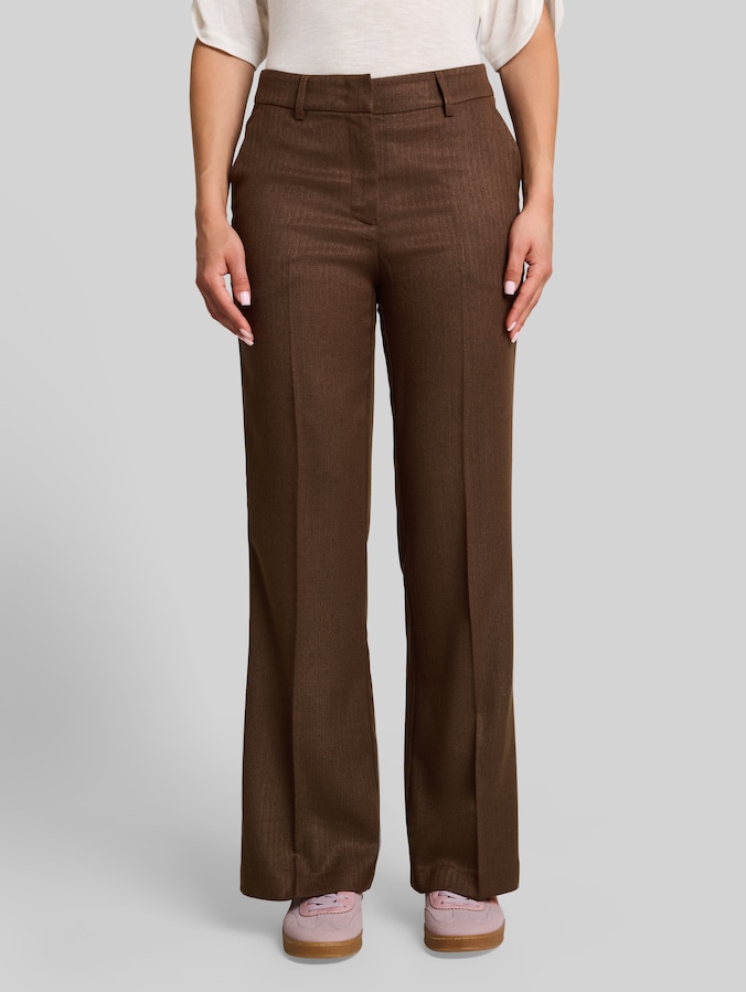 Flared broek in gemêleerde look door Women, camel black melange