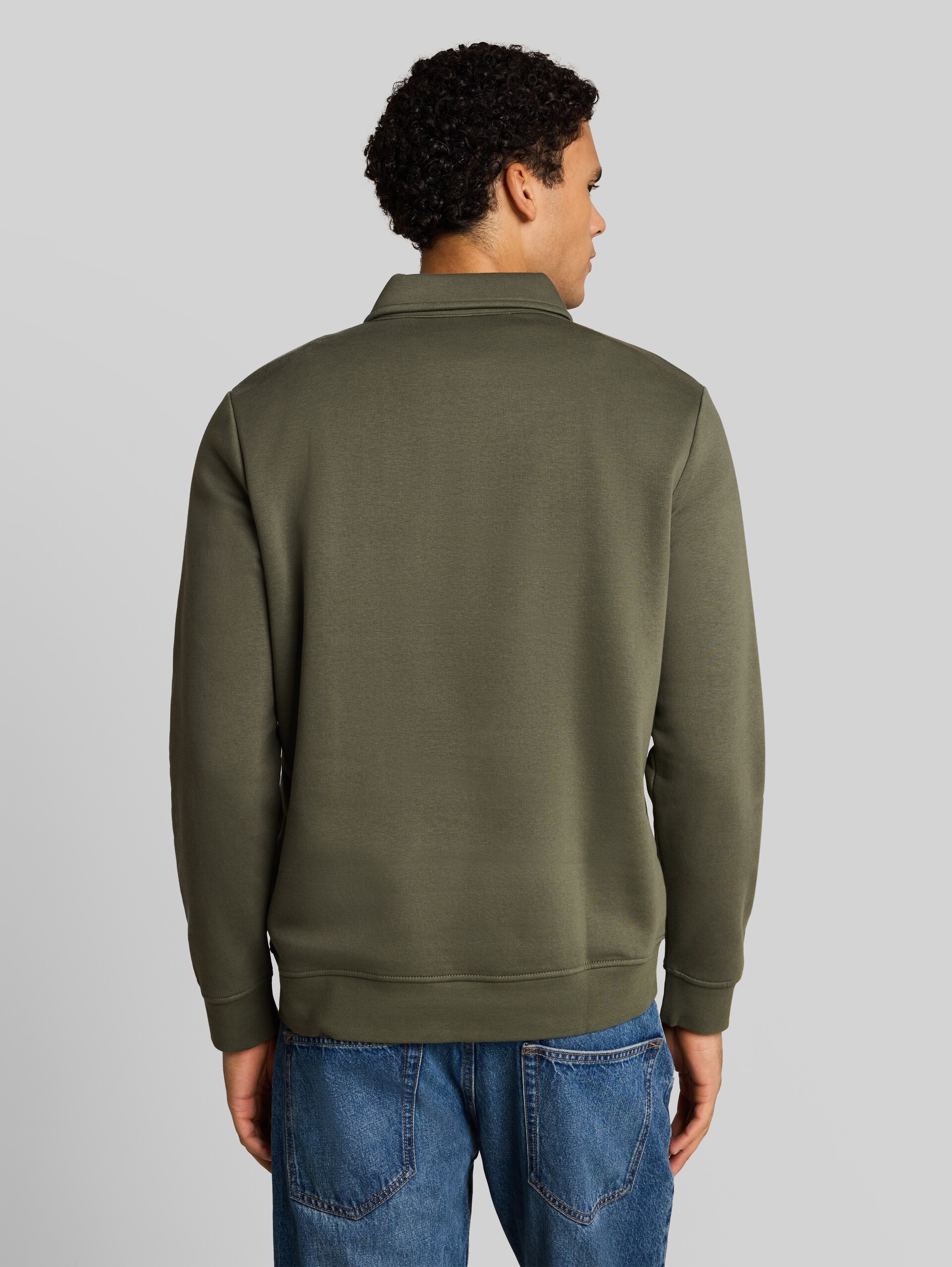 Sweatshirt met polokraag - urban olive green - Neklijn model-achteraanzicht