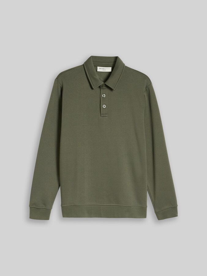 Sweatshirt mit Polokragen von Denim Male, urban olive green