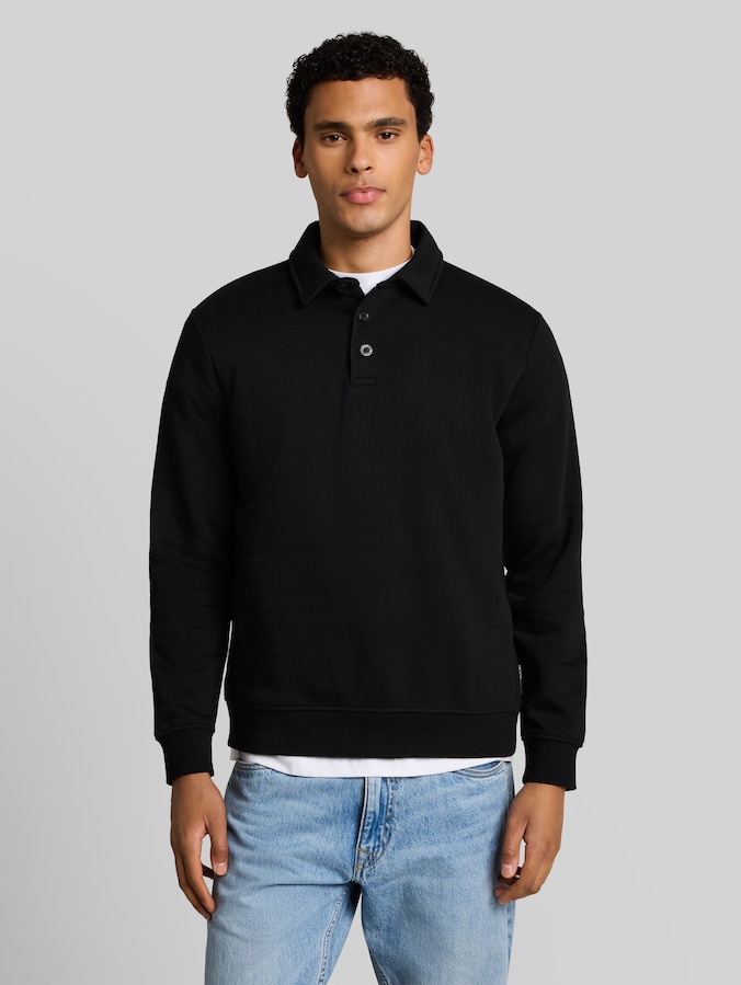Sweatshirt mit Polokragen von Denim Male, Black