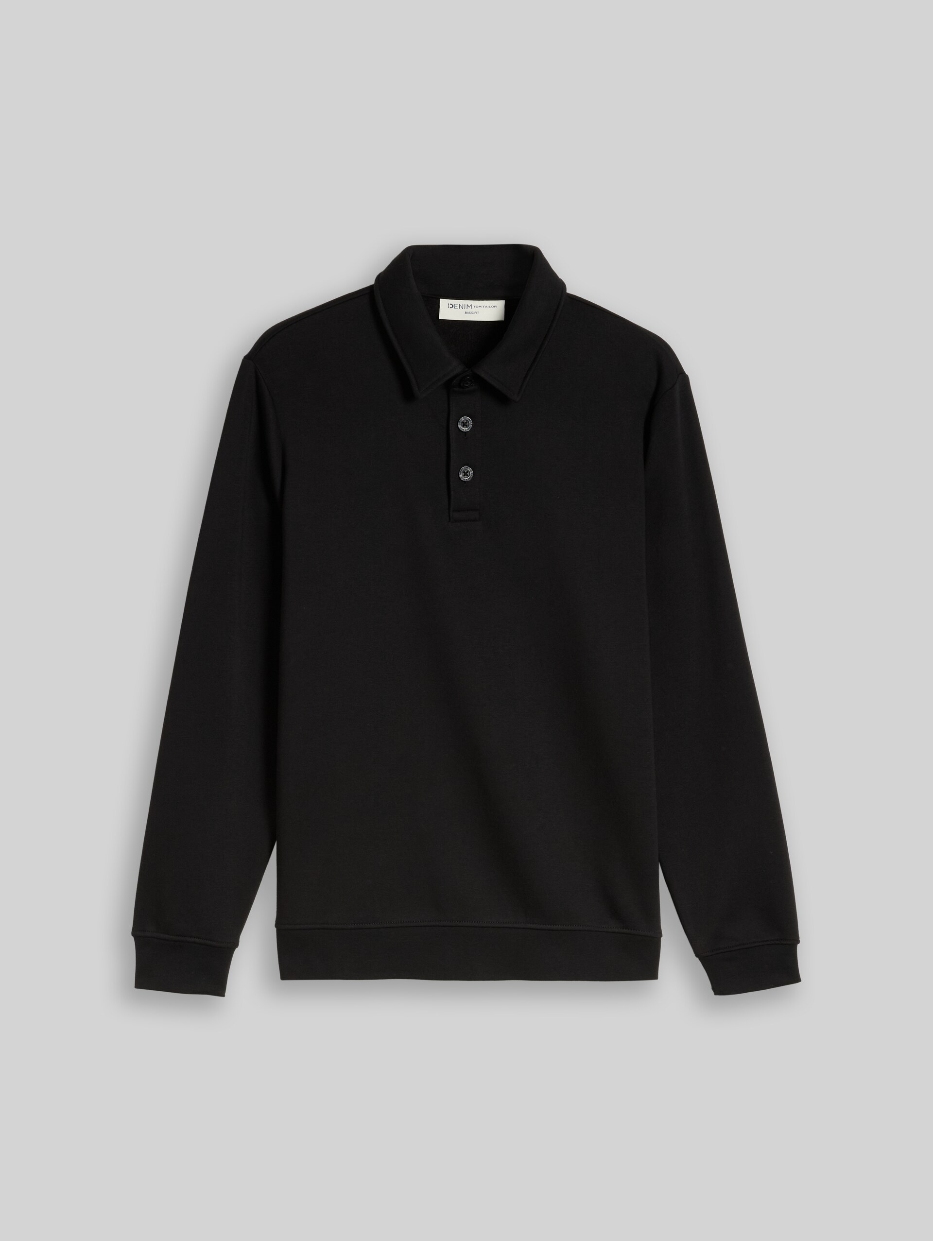Sweatshirt met polokraag - Black - Product vooraanzicht