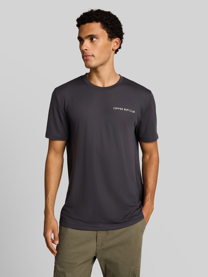 Mesh T-Shirt mit Rückenprint von Denim Male, coal grey