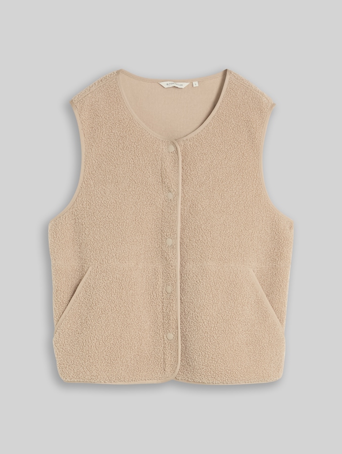 Boxy Fit Teddy Weste mit Taschen von Women, Gravel Beige