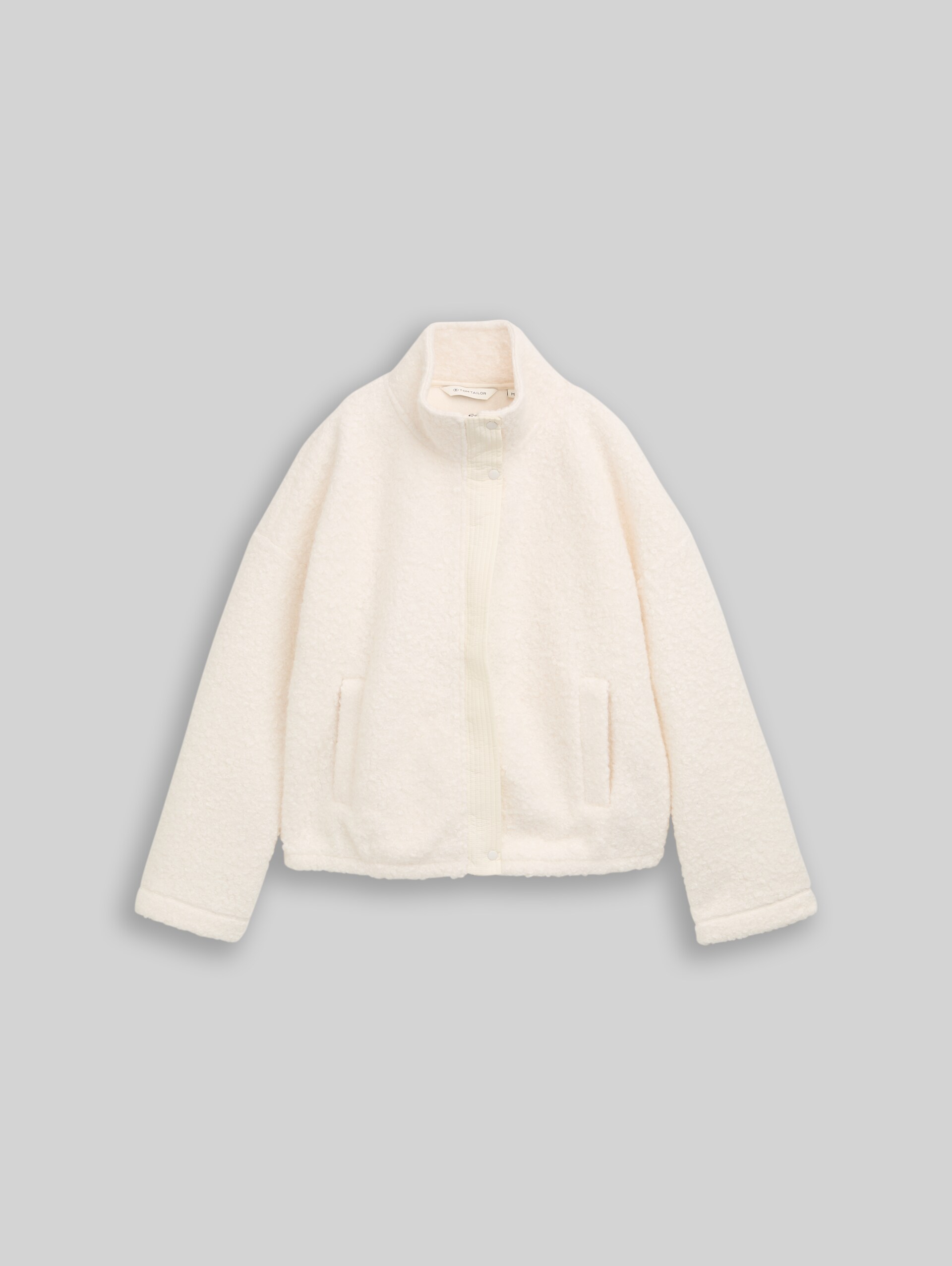 Teddy Sweatjacke mit Stehkragen - Whisper White - Vorder-Produkt-Ansicht