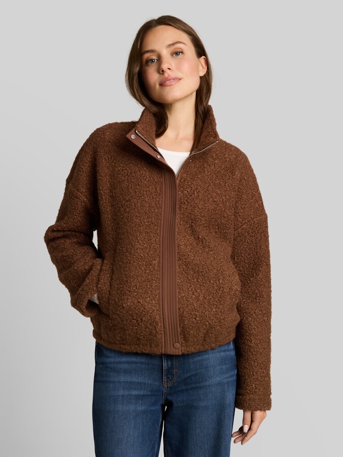Veste en peluche à col montant par Women, new camel