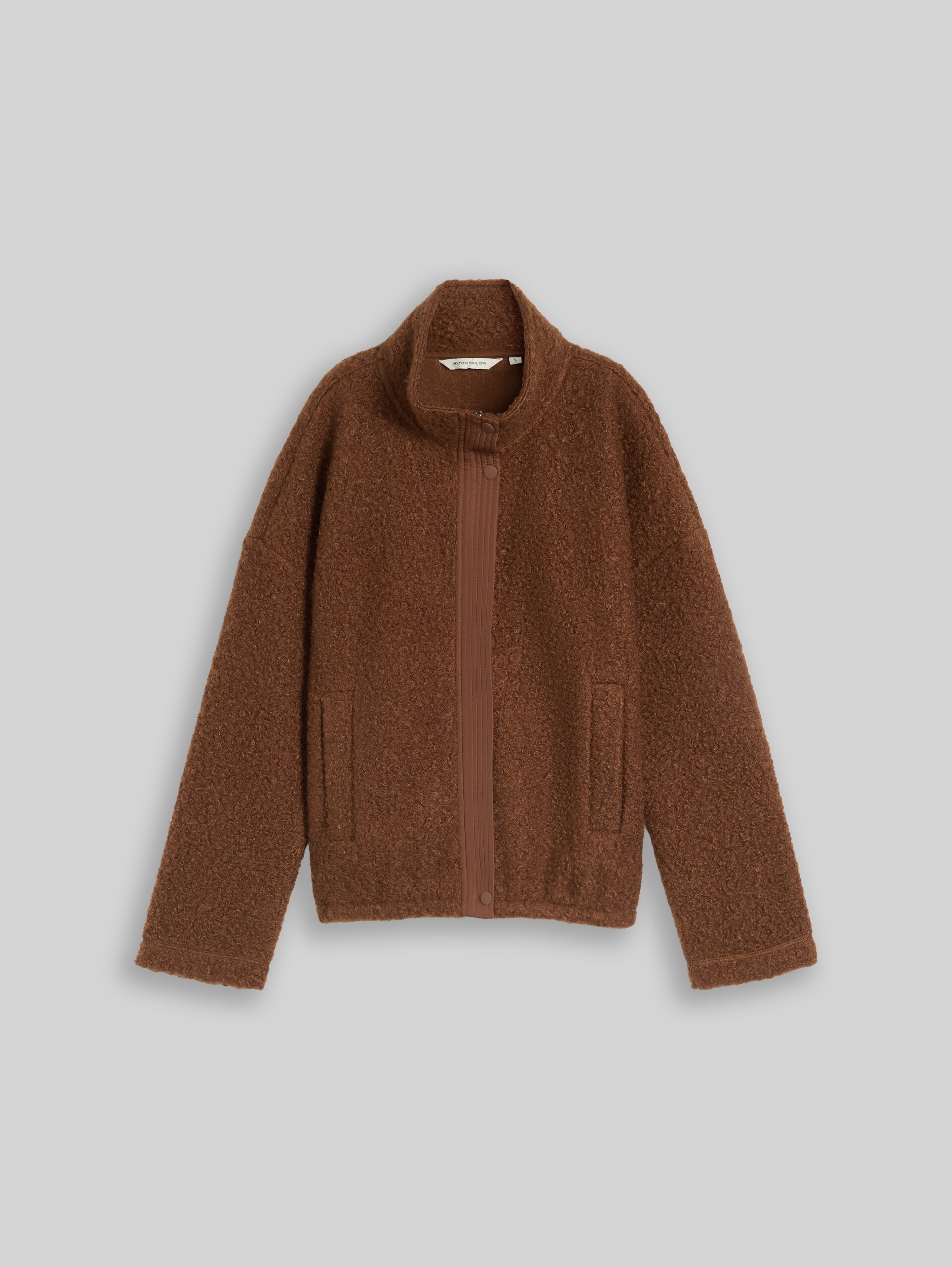 Teddy Sweatjacke mit Stehkragen - new camel - Vorder-Produkt-Ansicht