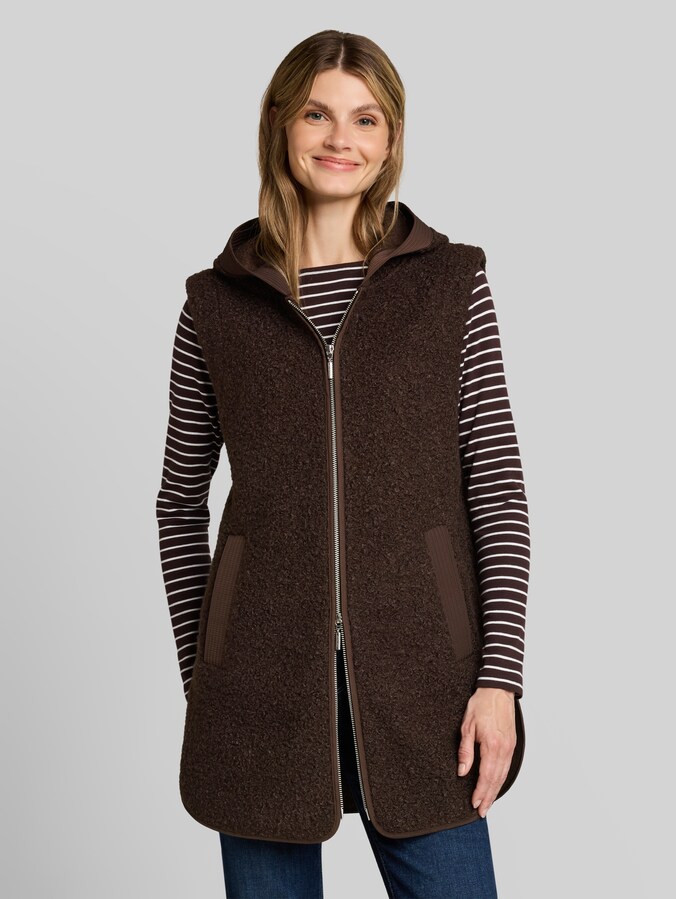 Gilet Teddy long par Women, java dark brown