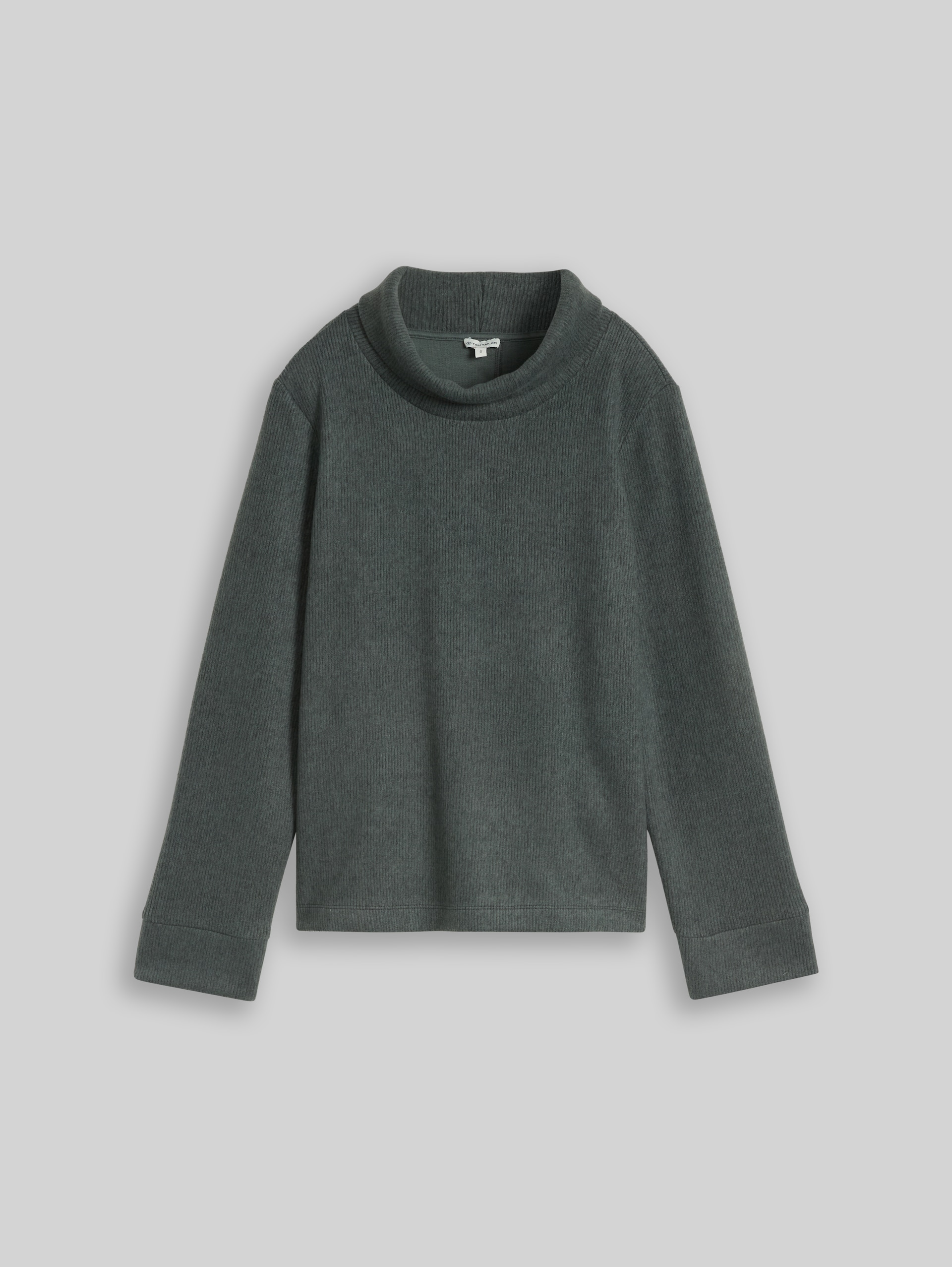 Cosy Sweatshirt mit Deko-Knopfleiste - dark olive melange - Vorder-Produkt-Ansicht