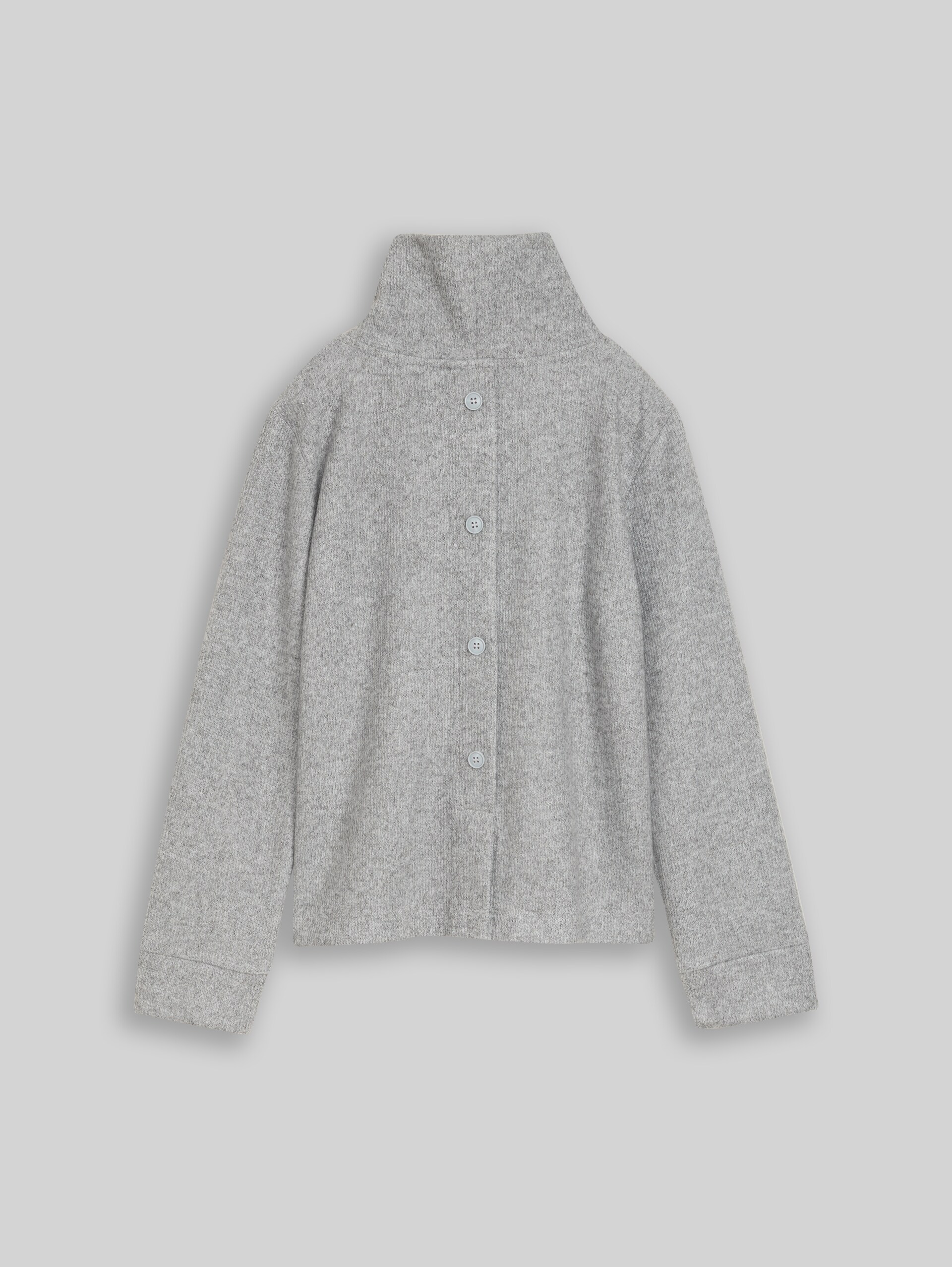 Cosy Sweatshirt mit Deko-Knopfleiste - soft grey melange - Vorder-Produkt-Ansicht