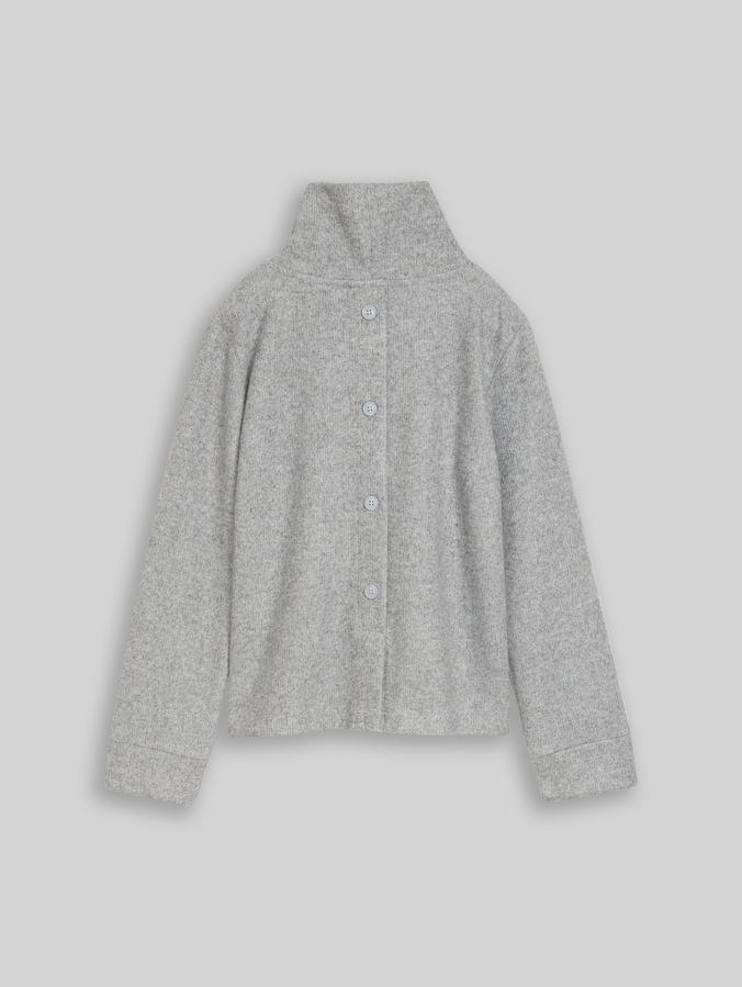 Sweat-shirt confortable avec patte de boutonnage décorative par Women, soft grey melange