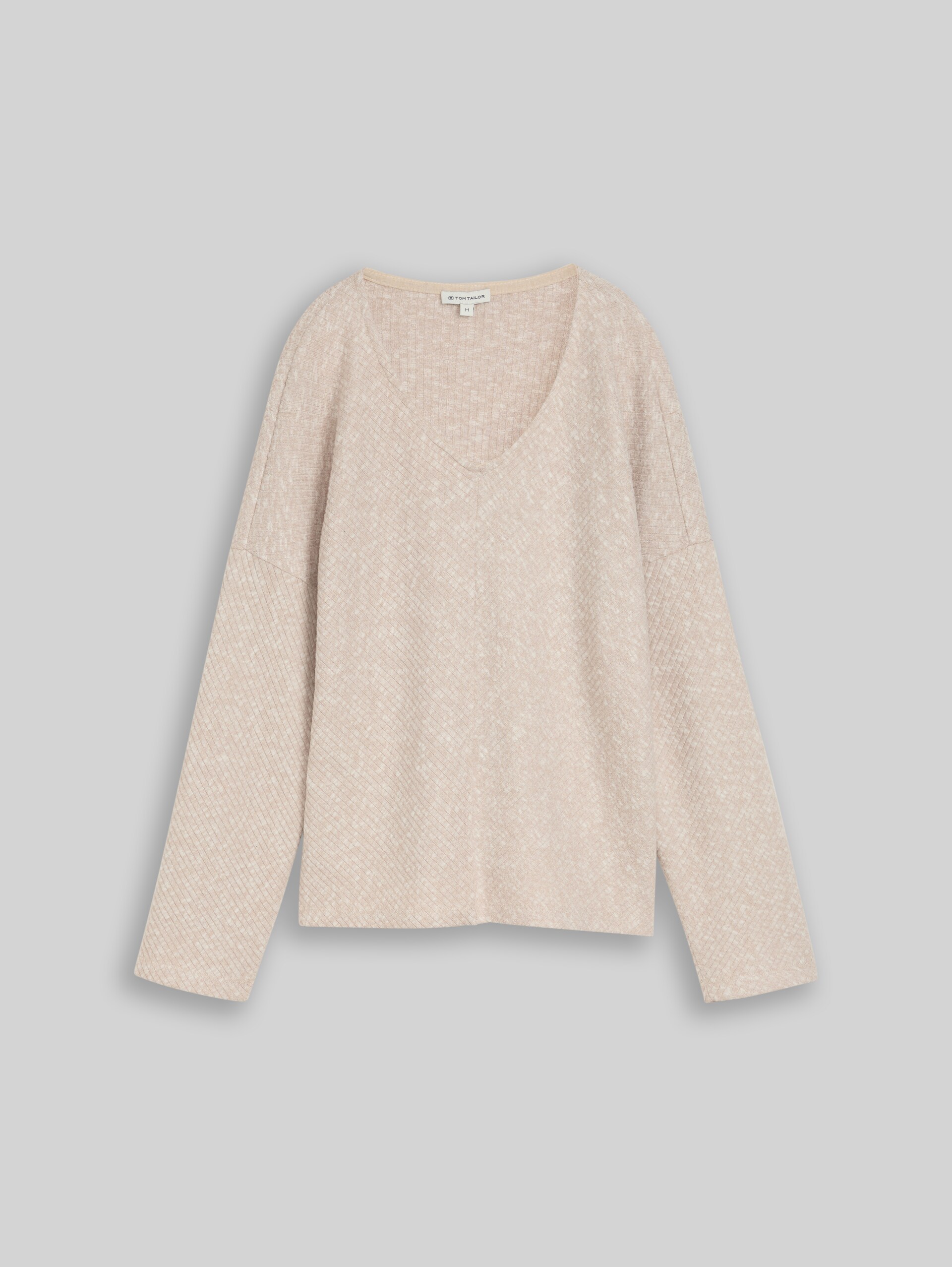 Sweat-shirt confortable à col en V - gravel beige melange - Vue de face du produit