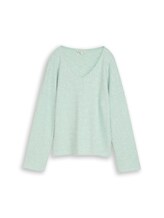 Sélectionné, Sweat-shirt confortable à col en V par Tom Tailor, verdoyant
