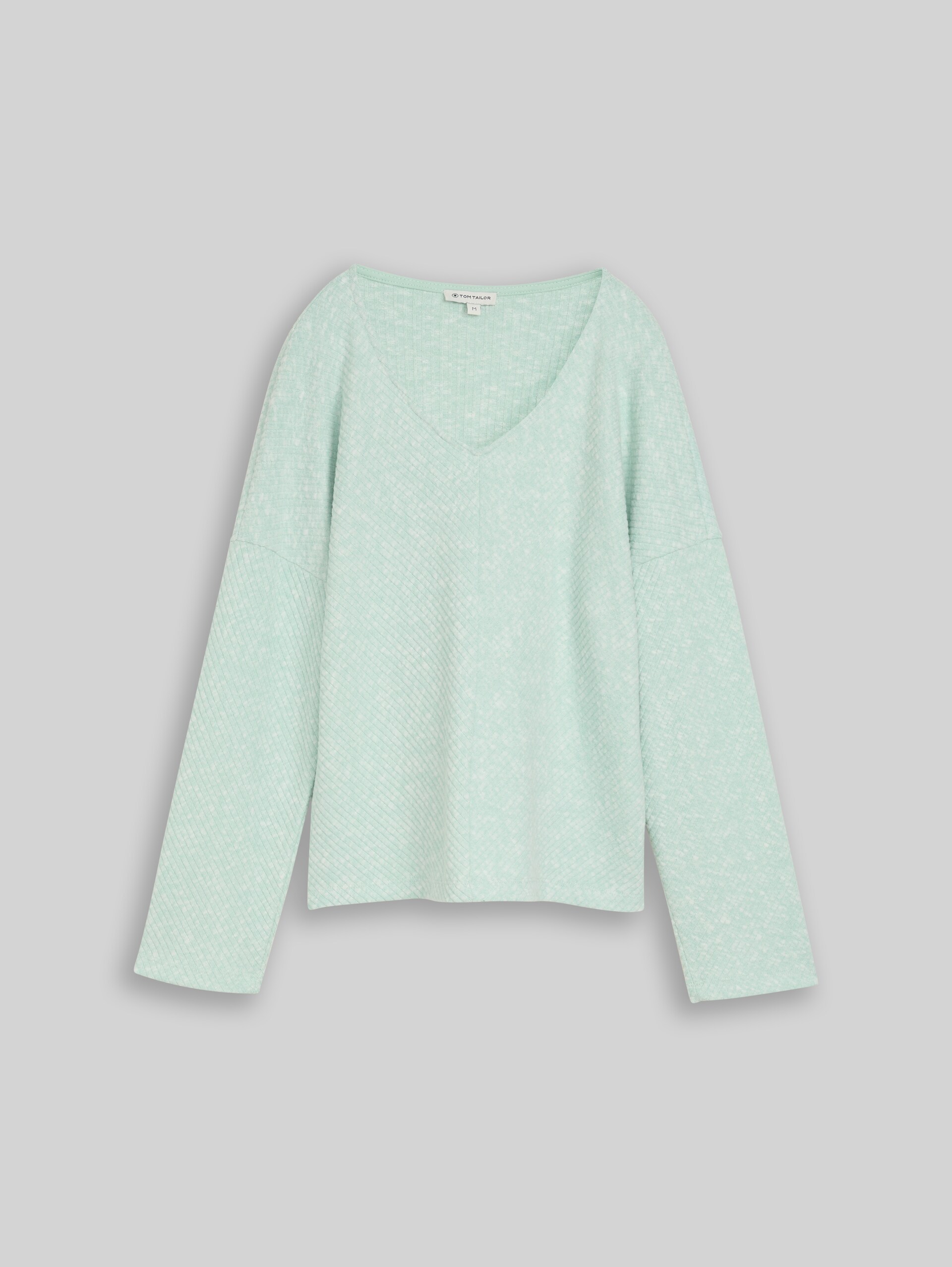 Sweat-shirt confortable à col en V - dusty light green melange - Vue de face du produit