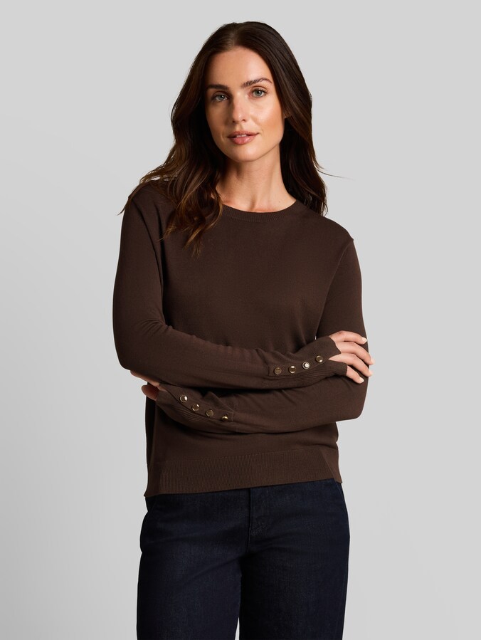 Knitted jumper with button detailing by Women, java dark brown