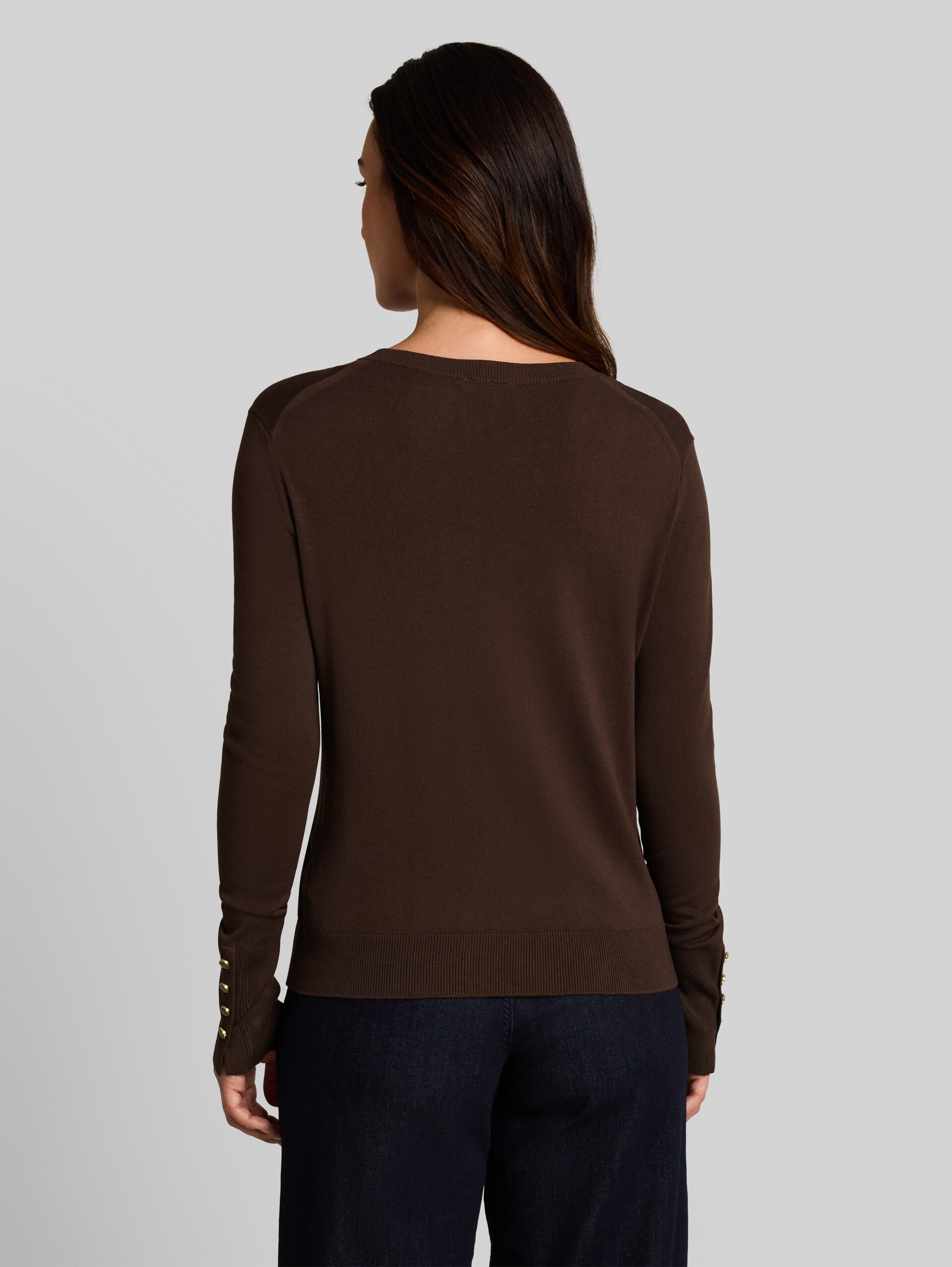 Knitted jumper with button detailing - java dark brown