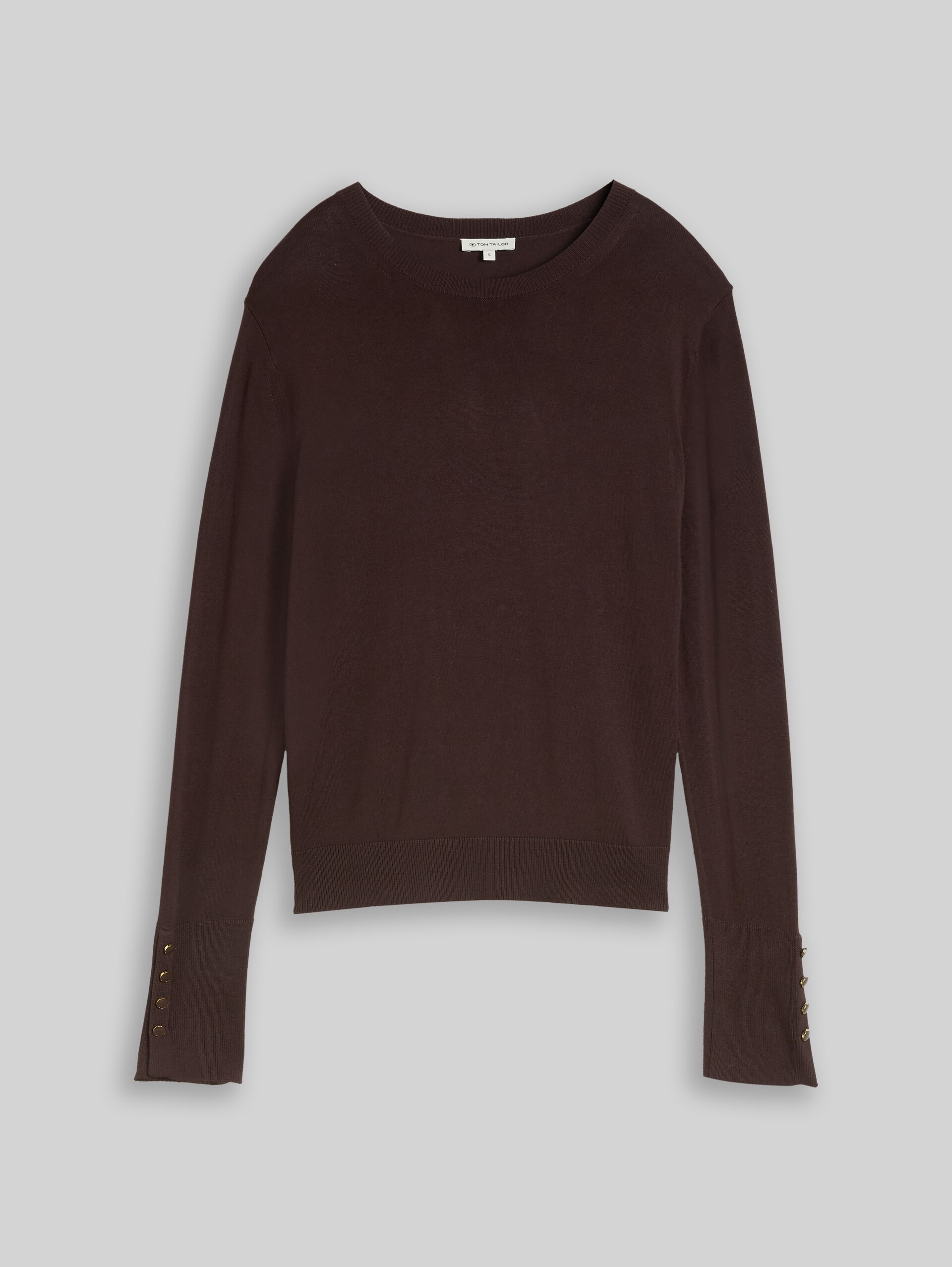 Knitted jumper with button detailing - java dark brown
