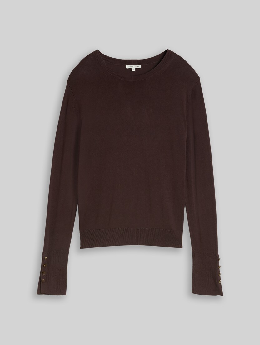 Gebreide trui met knoopdetails door Women, java dark brown