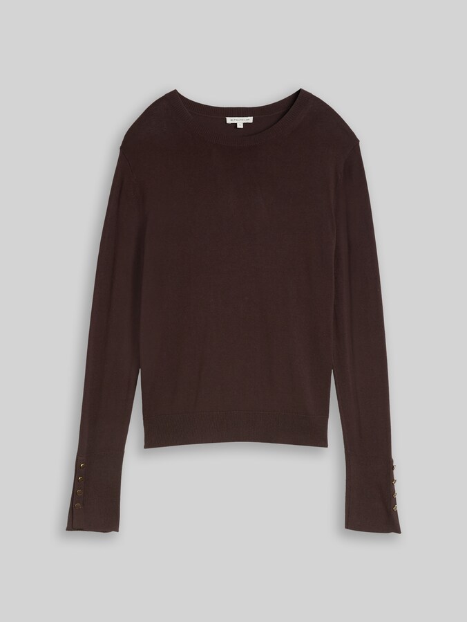 Strickpullover mit Knopf-Details von Women, java dark brown
