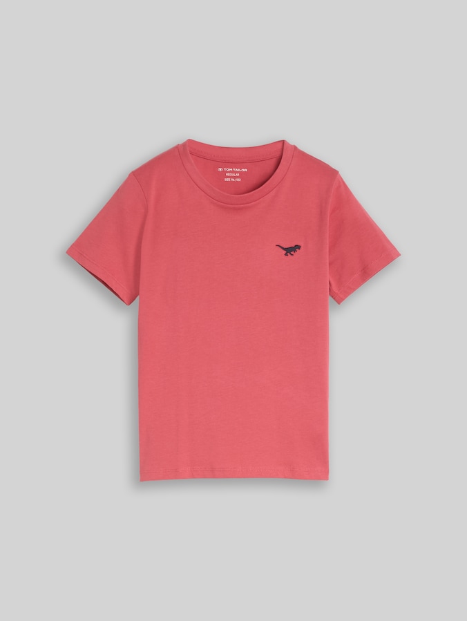 T-shirt imprimé en coton par Mini Boys, Berry Red